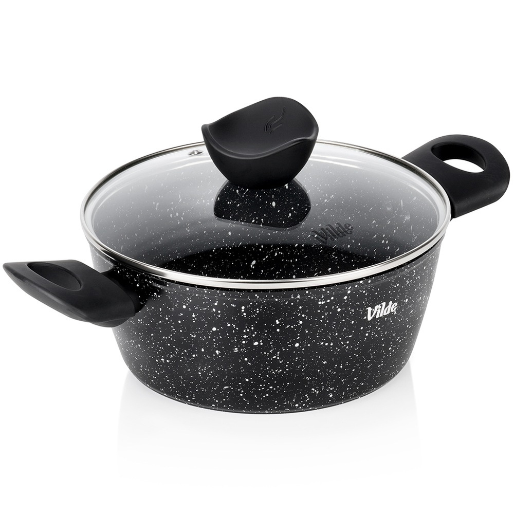 Granittopf Mit Glasdeckel, Granitica, 20 Cm, 2,2 L