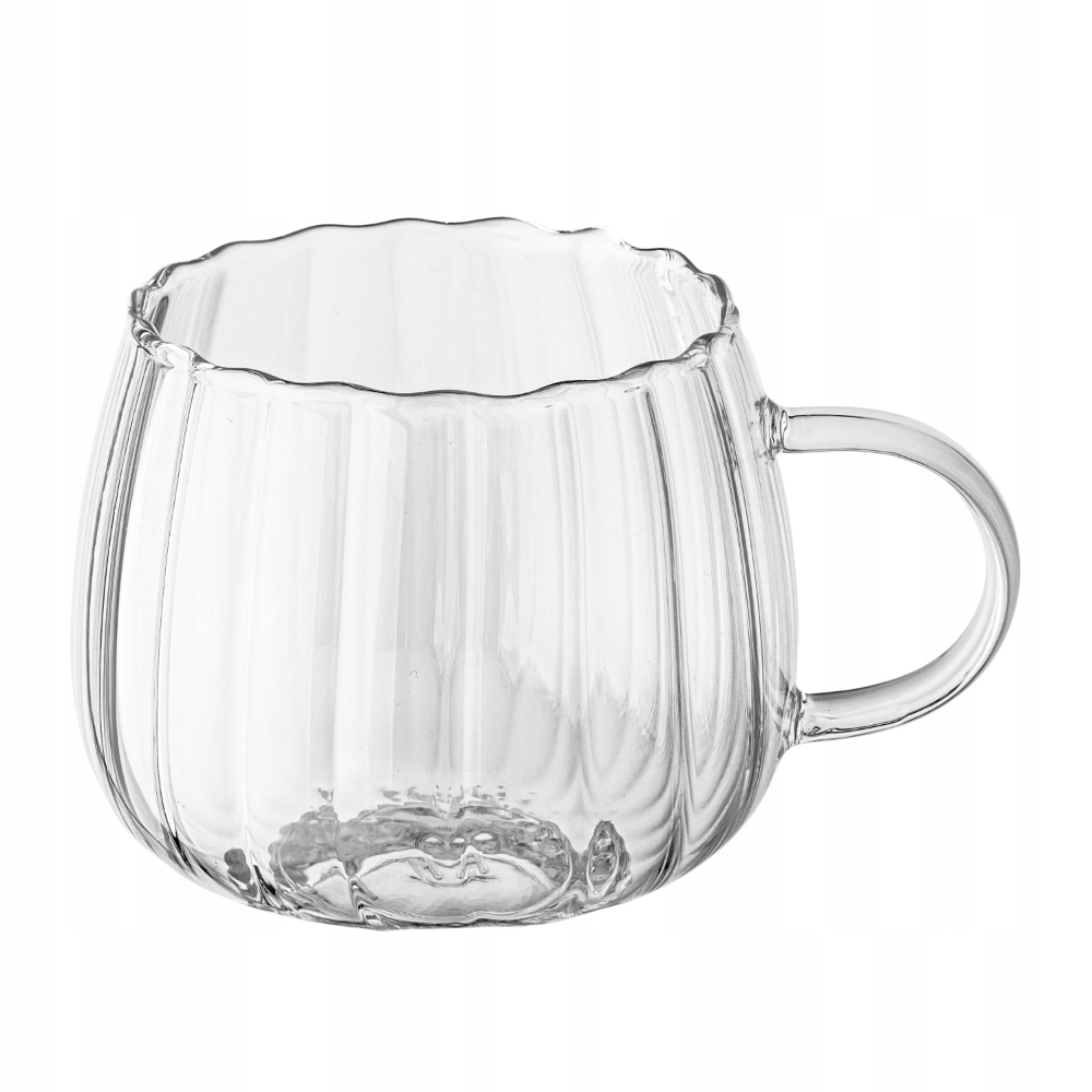 Transparenter Glasbecher Mit Prägung, Dünnwandig, 400 Ml, 1 Stück. Bianca