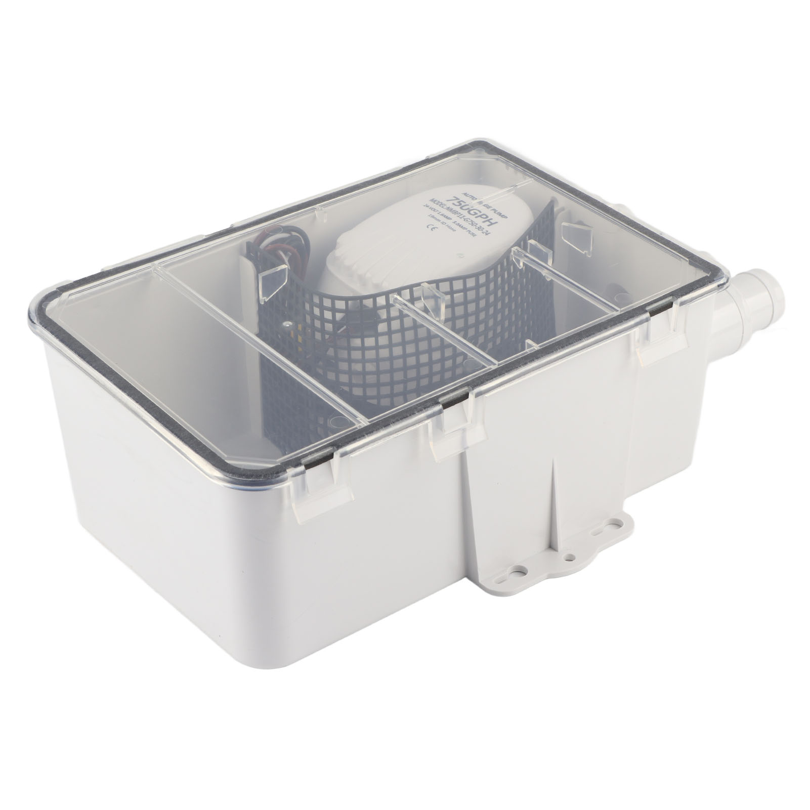 Dc 12v/24v 750gph Duschsumpfpumpe Mit Automatischem Schalter, Bilgenablaufkasten Und Mehrfacheinlass Für Boote Und Yachten G750-0124v