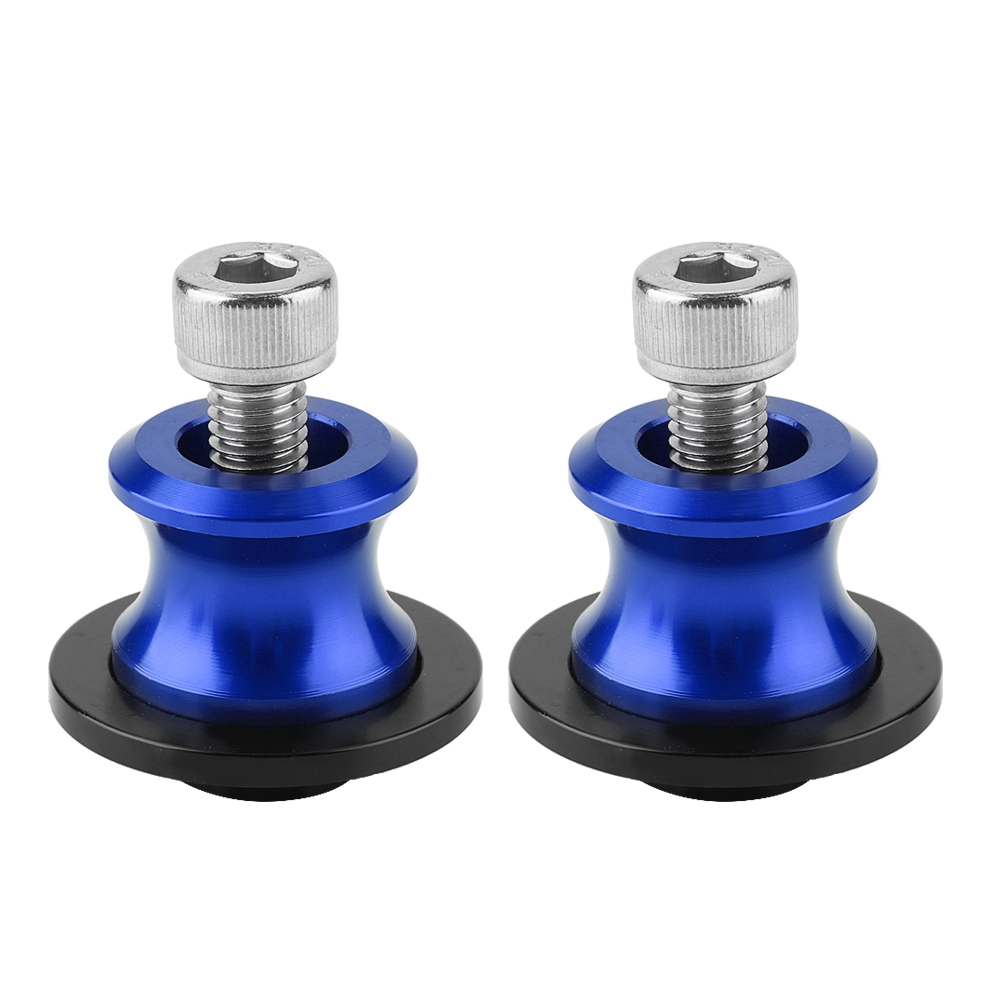 Set Mit 2 Cnc-gefrästen 6-mm-motorrad-hinterradständern Mit Blauen Spulen, Drehbaren Endkappen Für Schwingenständer, Motorradhebezubehör