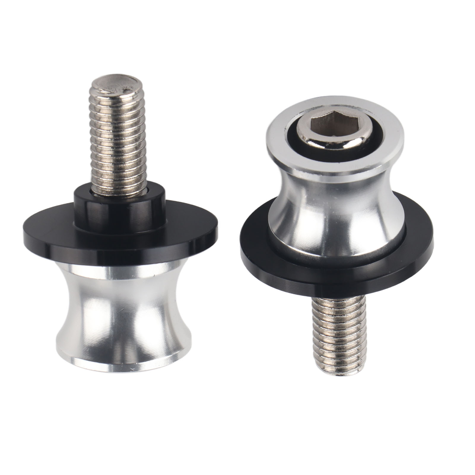 Cnc 10mm Motorradständer Hinterradständer Schwingenaufnahme Gleitstücke Silber Schraubensatz Hinterradauflagen