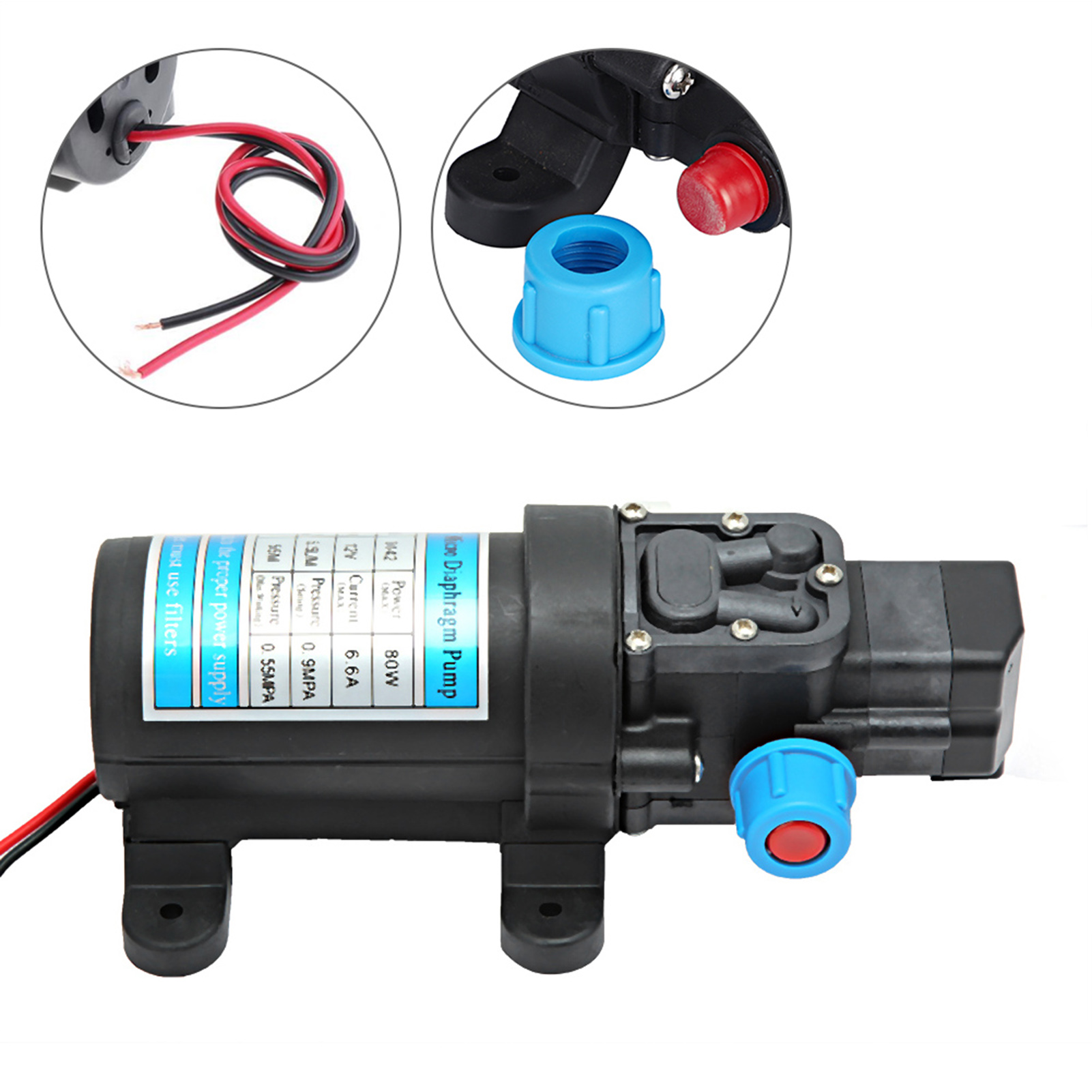 12v 80w Selbstansaugende Hochdruck-mikromembran-elektrowasserpumpe Für Autowäsche, Druckschaltpumpe