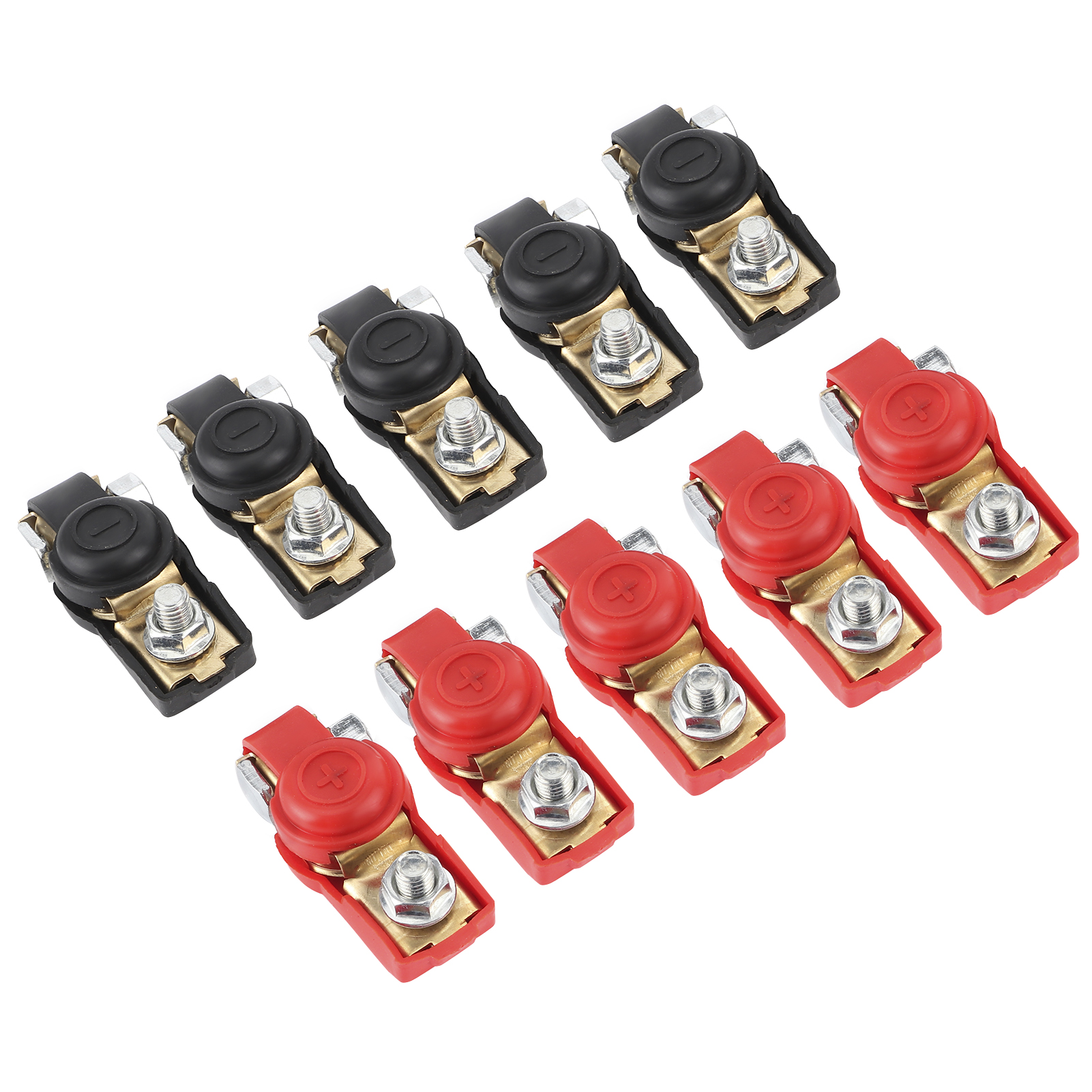 Set Mit 10 Autobatterieklemmen, Hochstrom-anschlussklemmen, Plus- Und Minuspolklemmen Für Autos