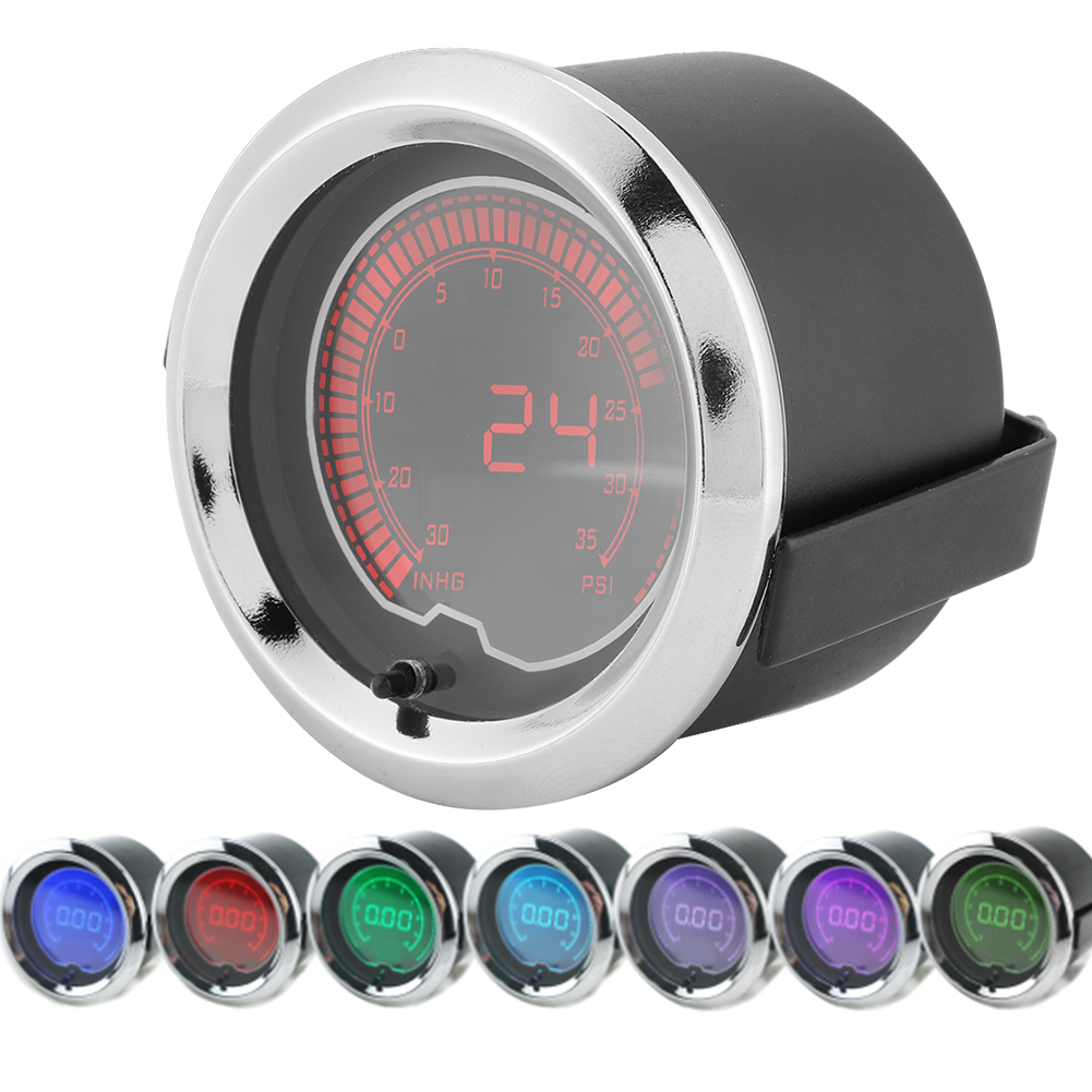 2 Zoll/52 Mm Universal-ladedruckanzeige Mit 7 Farbwechseln Für Autos, 10000 U/min, Lcd-display, Nachrüstung