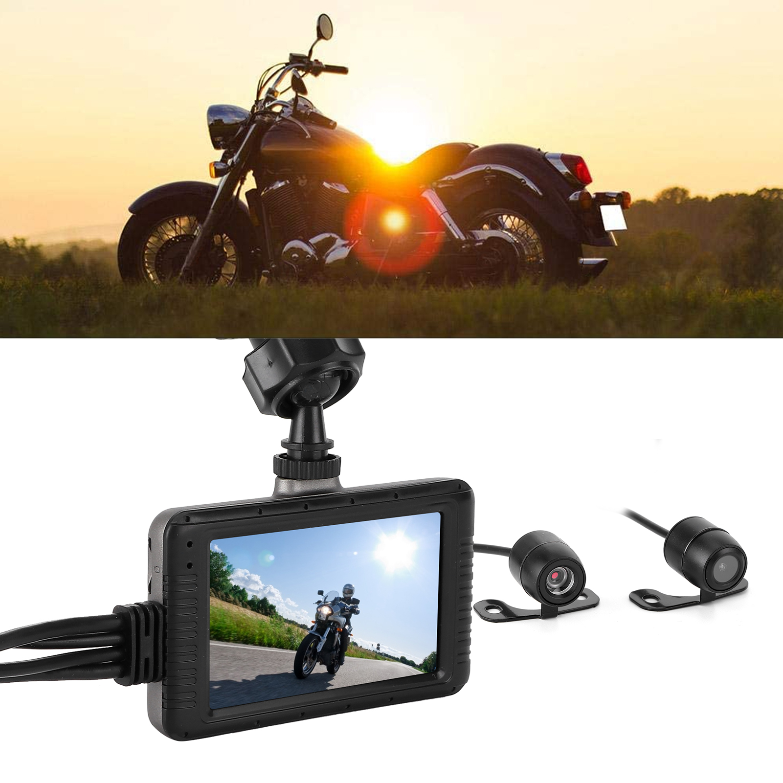 1080p Motorrad-dvr-kamera Mit Zwei Front-/rückkameras, Fahrtenschreiber Mit G-sensor Und Integrierter Loop-aufnahme