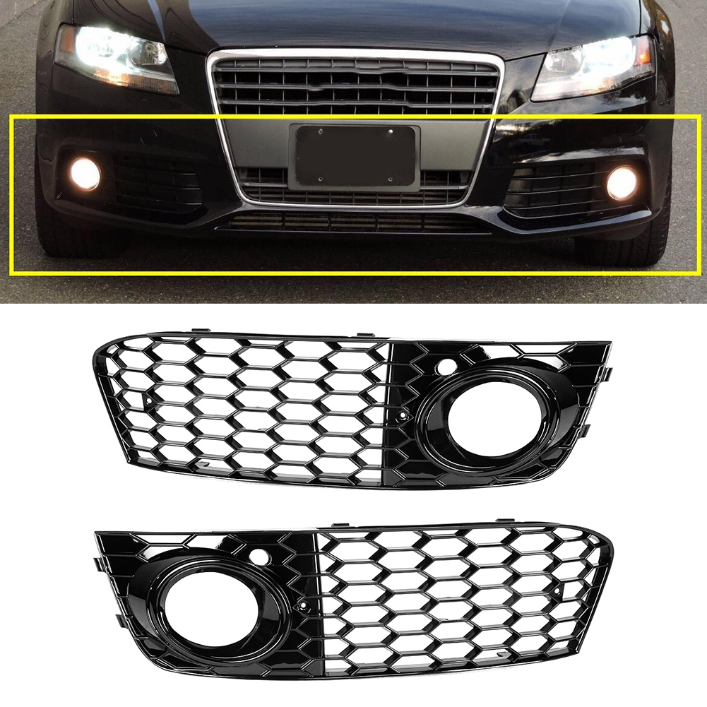 Nebelscheinwerfergitter, Schwarzer Lampenrahmen Aus Mesh Für Audi A4 B8 2009-2011, Paar Exterieurzubehör.