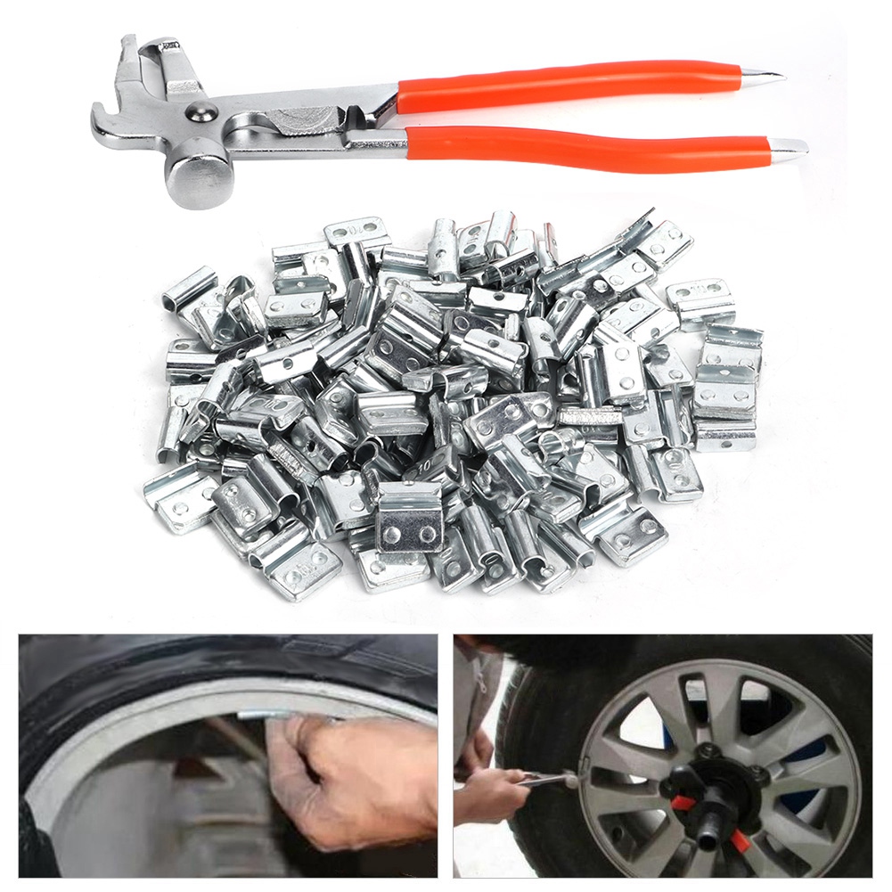100 Stück 10 G (0,35 Oz) Aluminiumlegierung Clip-on-haken-radgewicht P-style Autoreifenreparatur Mit Auswuchtzange