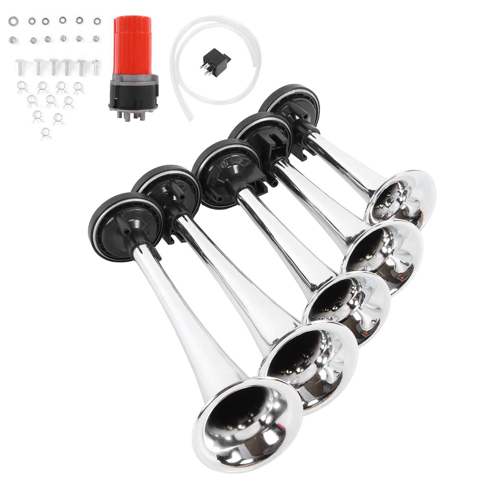 5-teiliges Aero-horn-set, 130 Db, 12 V, Mit Luftkompressor Für Lkw, Bus, Boot – Kraftvoller Klang, Stahl, 5-teilig