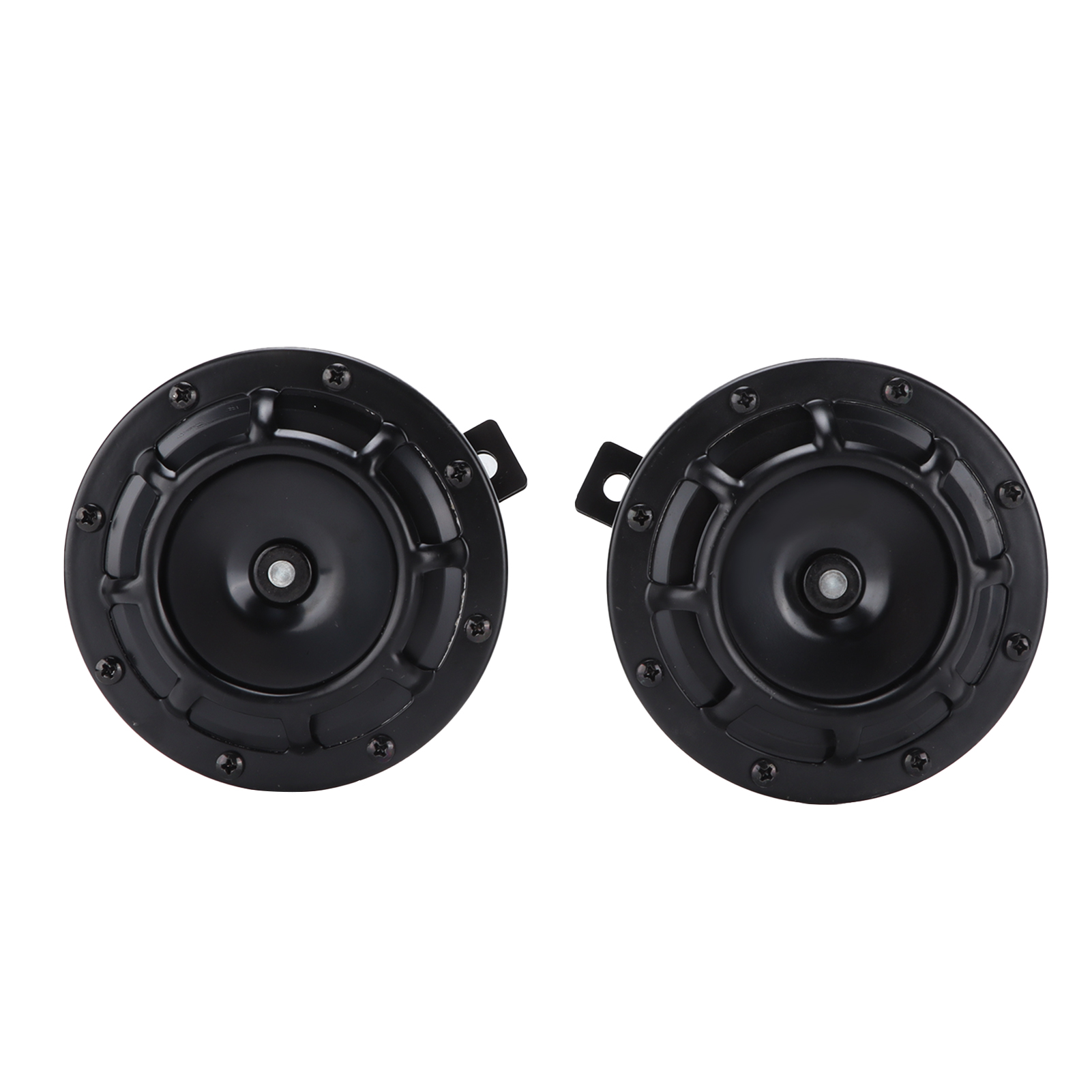 Paar Schwarze Universal-hupen (120 Mm, 115 Db) Für Auto, Motorrad, Roller, Lkw, Aus Robustem Legiertem Stahl