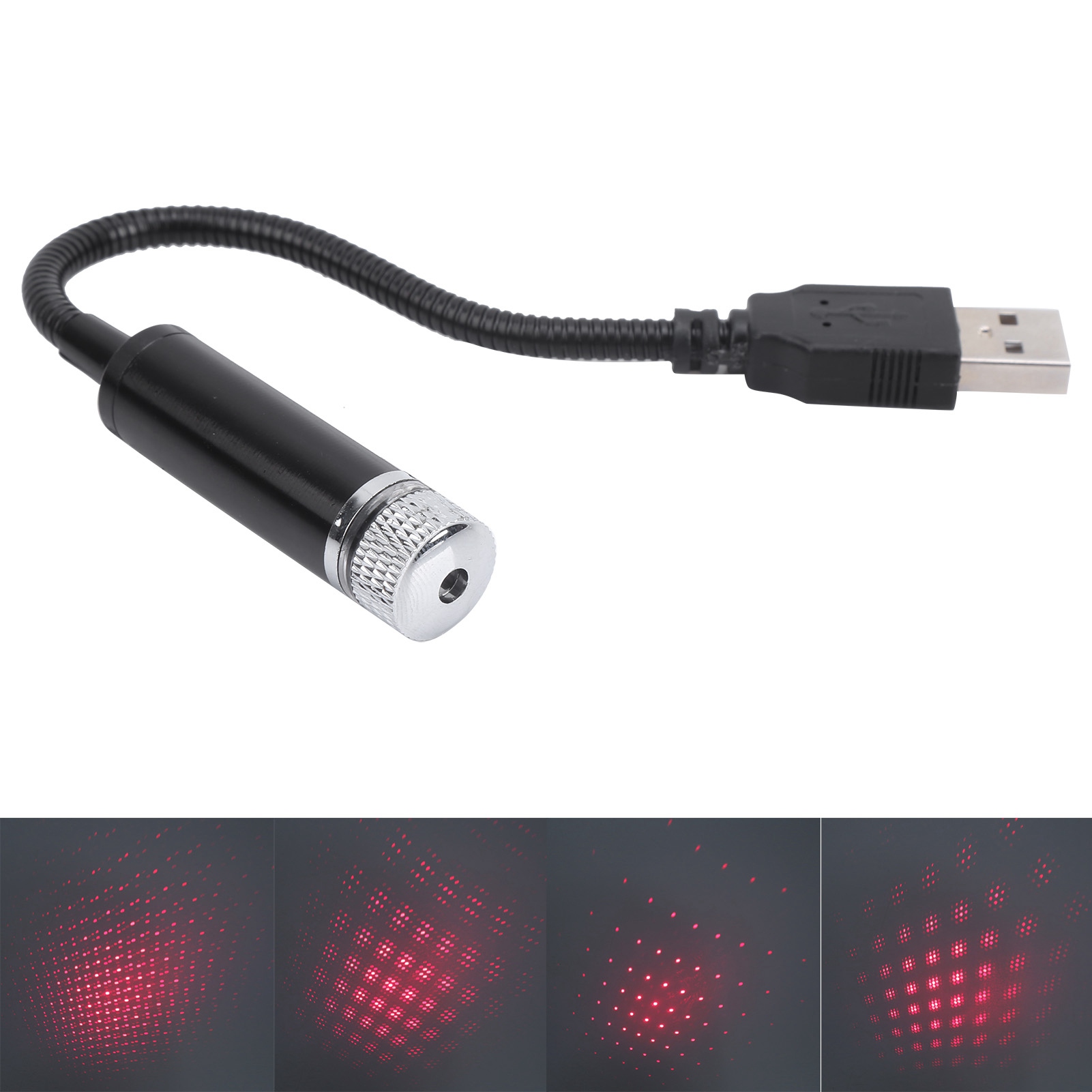 Sternenhimmel-projektor-deckenleuchte Fürs Auto, Verstellbare Usb-stimmungslampe, Schwarze Innenausstattung