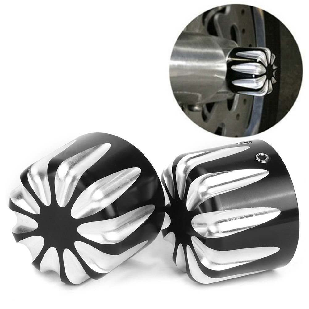 Paar Cnc-gefräste Achsmutternkappen Aus Aluminium, Tropfenförmig, Passend Für Electra/road Glide, Schwarz