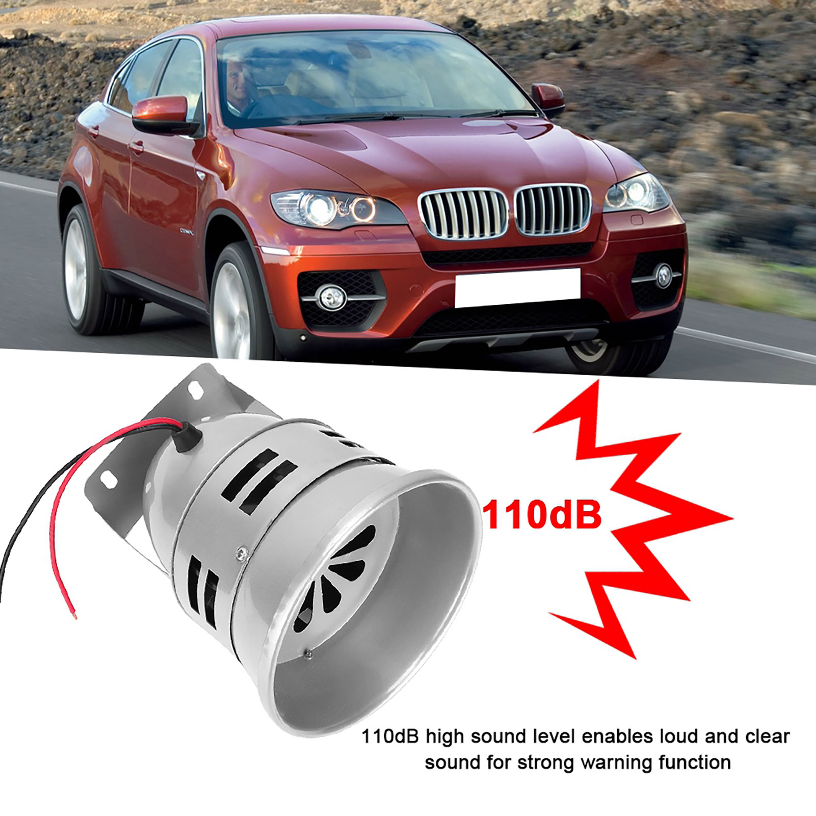 12v 110db Autohupe, Elektrische Motor-alarmsirene, Leistungsstarke Hupe Mit Wasserdichtem Lautsprecher.