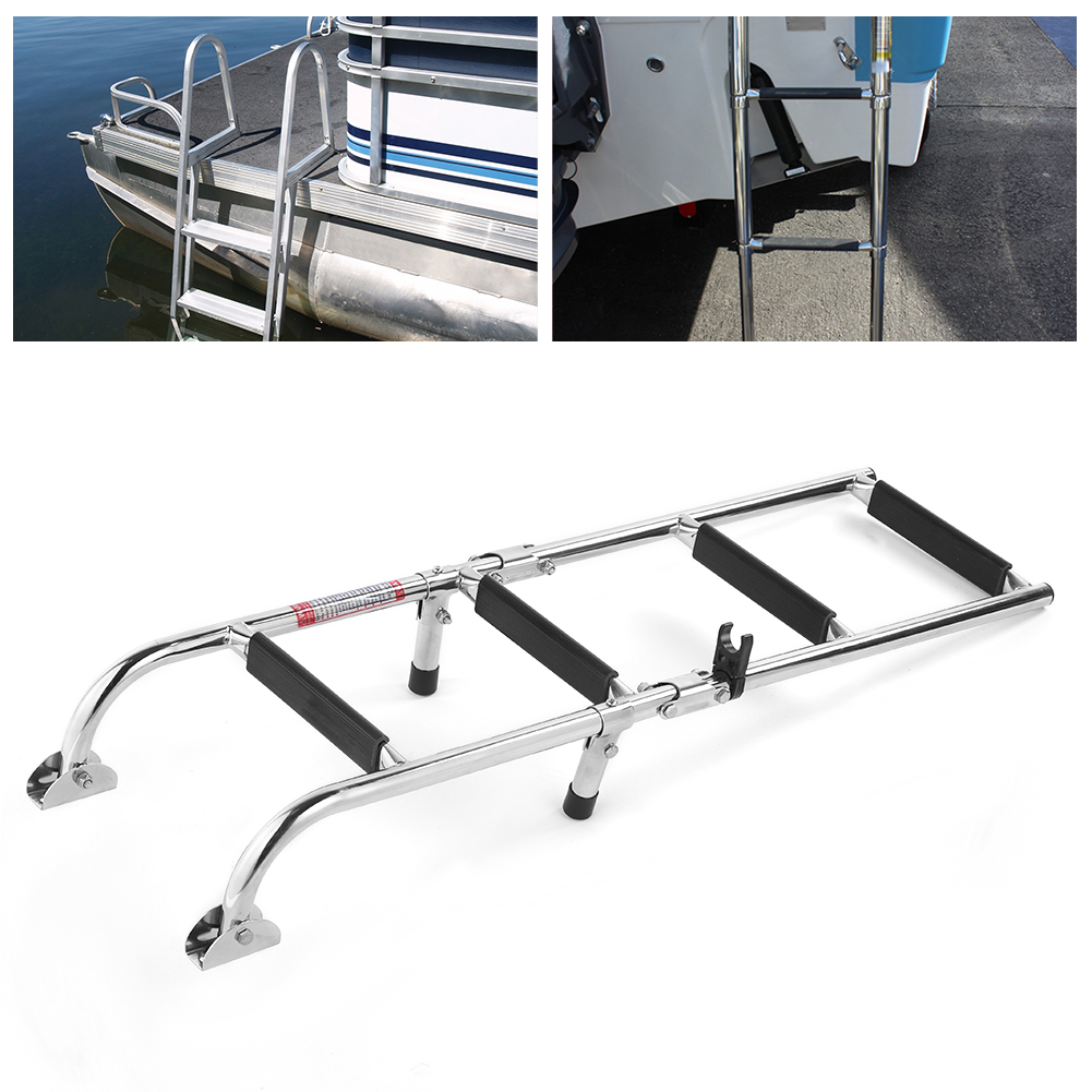 Edelstahl 4-stufige, Klappbare Doppelstufen-teleskop-bootsleiter Für Pontons