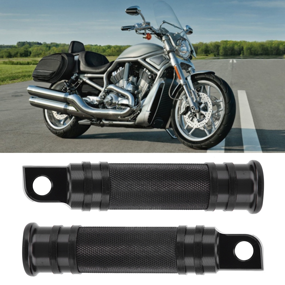 2-teilige Cnc-gefräste Aluminium-motorradfußrasten - Schwarz - Universelle Motocross-fußrasten