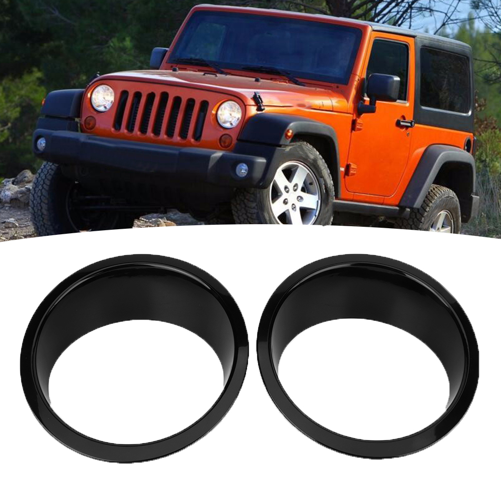 1 Paar Frontscheinwerfer-abdeckungen Passend Für Jeep Wrangler 2007-2017, Schwarz
