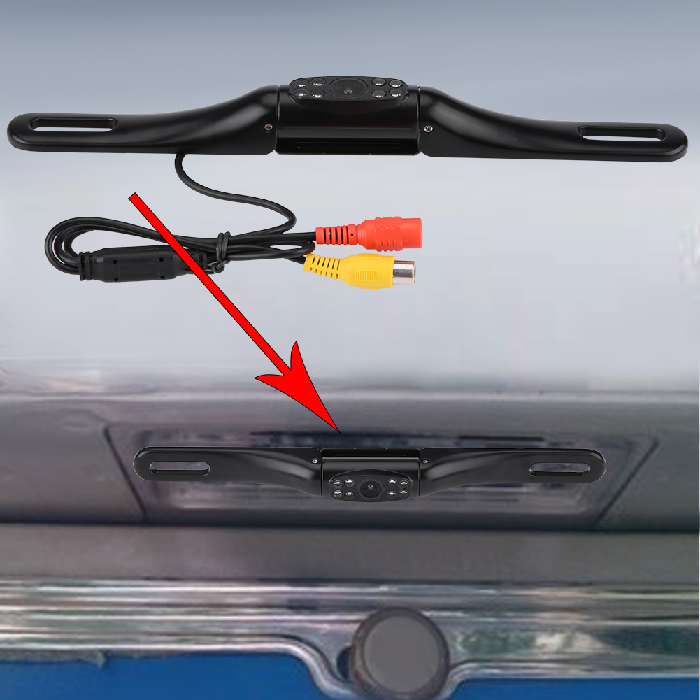 Wasserdichte Rückfahrkamera, 8 Infrarot-leds, Nachtsicht, Aluminium-kennzeichenhalterung, Wasserdichte Rückfahrkamera
