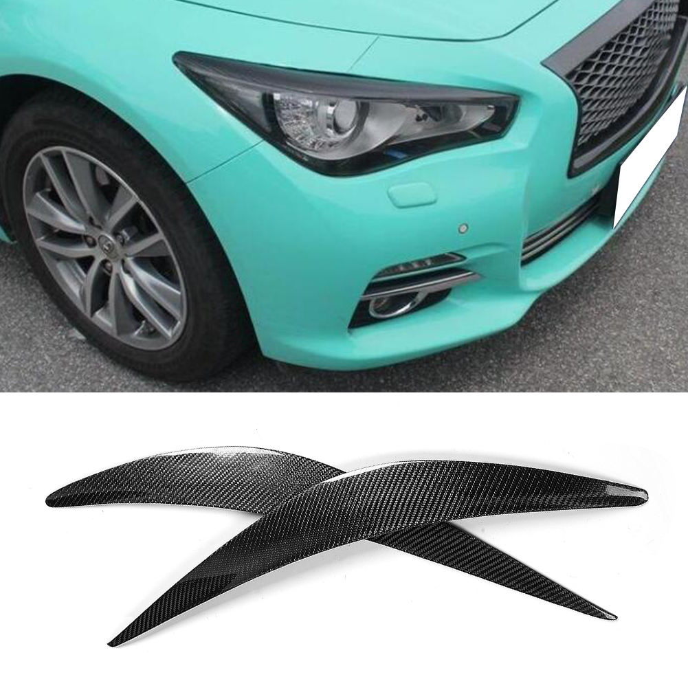 Paar Scheinwerferabdeckungen Aus Kohlefaser, Blendenaufkleber Für Die Frontscheinwerfer, Kompatibel Mit Infiniti Q50 2014–2018, Zierleisten-set