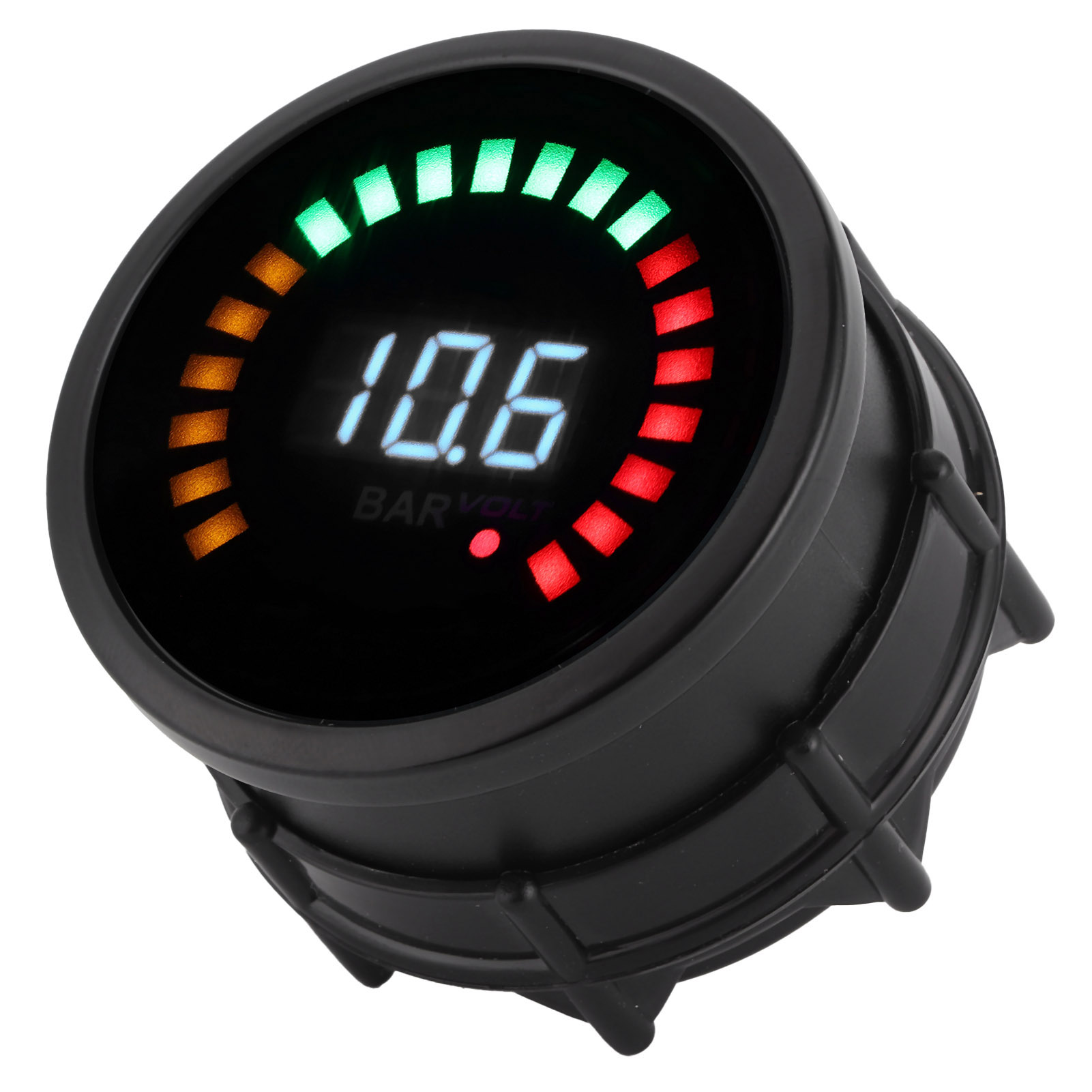 Turboanzeige Und Universal-voltmeter 52 Mm Led Digital 12 V 2-in-1 Schwarzes Zifferblatt
