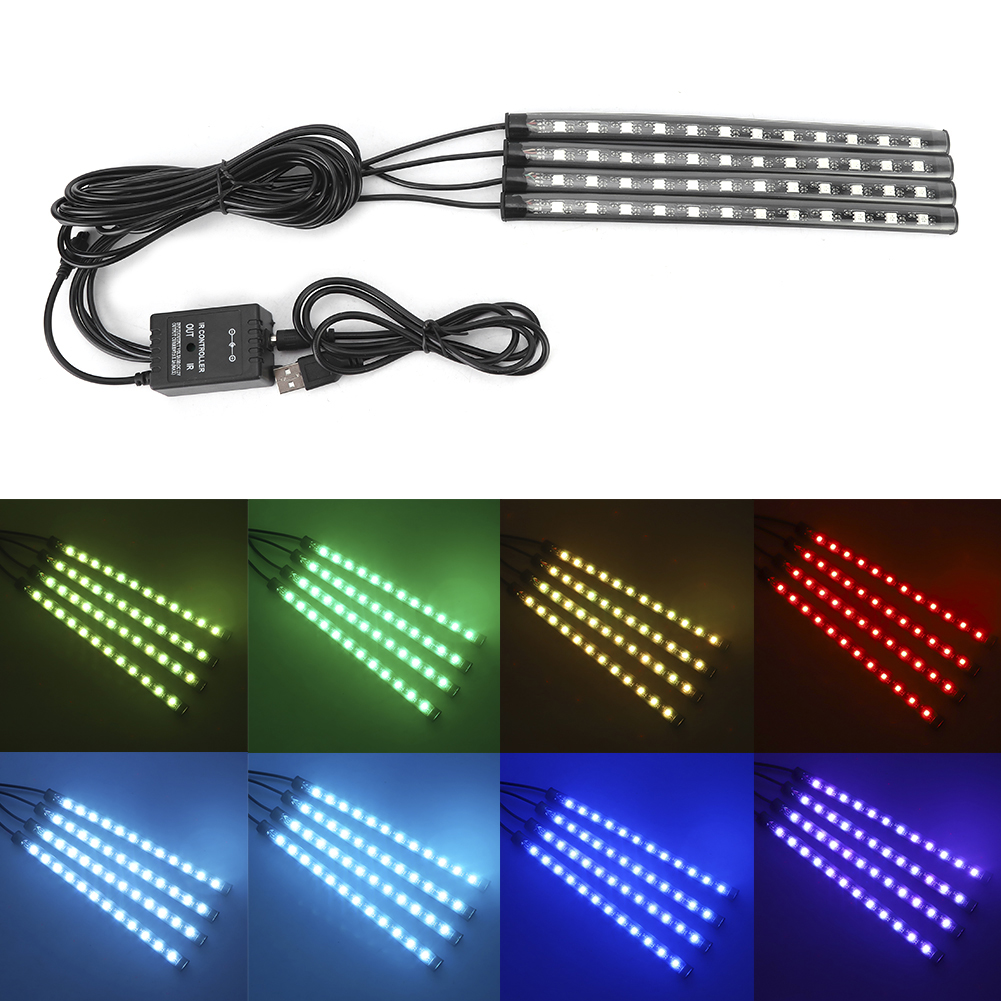 48 Leds Rgb-atmosphärenbeleuchtung Mit Soundsteuerung Für Autos, Inklusive Fernbedienung