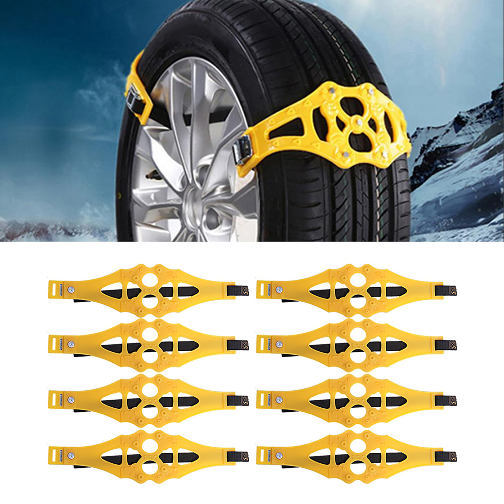 8-teiliges Universelles Antirutsch-schneekettenset Für Autoreifen, Robuste Winterreifenketten