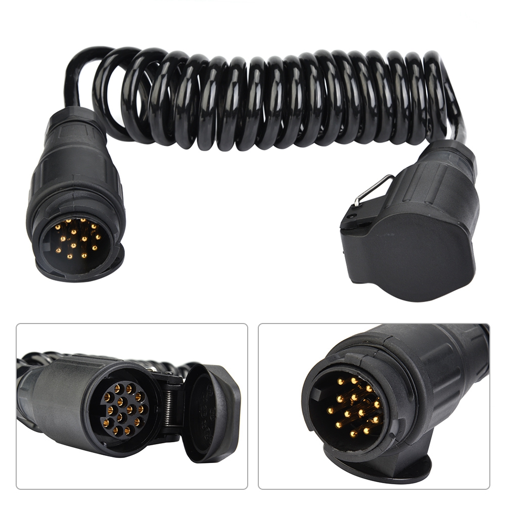 13-poliger Anhängerstecker Mit Federkabel, Kabeladapter Für Wohnwagen Und Zugfahrzeug, Wasserdichter Stecker, Elektrisches Anschlussset