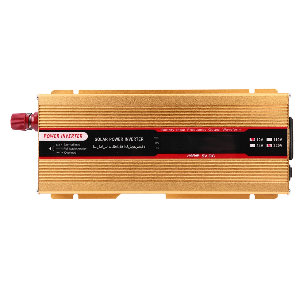 2000-w-kfz-wechselrichter Mit Lcd-bildschirm, Usb-ladegerät, Modifizierter Sinuswelle, 12-v-/24-v-steckdose, Goldfarben