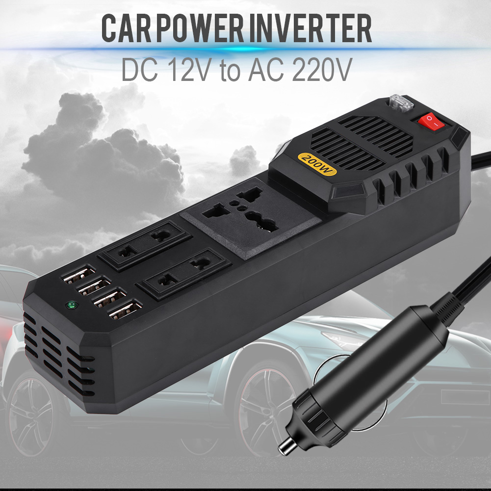 12v Auf 220v 200w Kfz-wechselrichter Mit Zigarettenanzünderbuchse Und Usb-ladegerät – Universaladapter