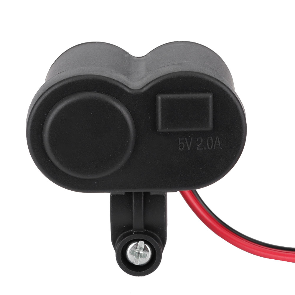 12-v-usb-doppelanschluss-zigarettenanzünder-ladegerät Für Motorräder Und Roller, Schnellladeadapter Für Handys, Wasserdicht, Mit Kabel, Schwarz, 1 Stück