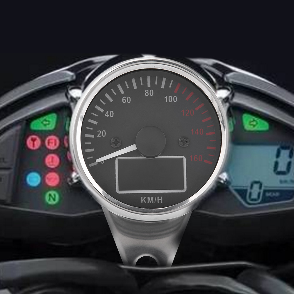 Universeller Digitaler Led-lcd-tachometer Für Motorräder (0–160 Km/h), Verchromter Retro-tachometer Mit Drehzahlmesser