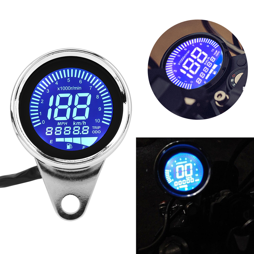 Universeller Digitaler Led-lcd-motorradtacho, Verchromter Retro-drehzahlmesser, Tachometer Mit Hintergrundbeleuchtung