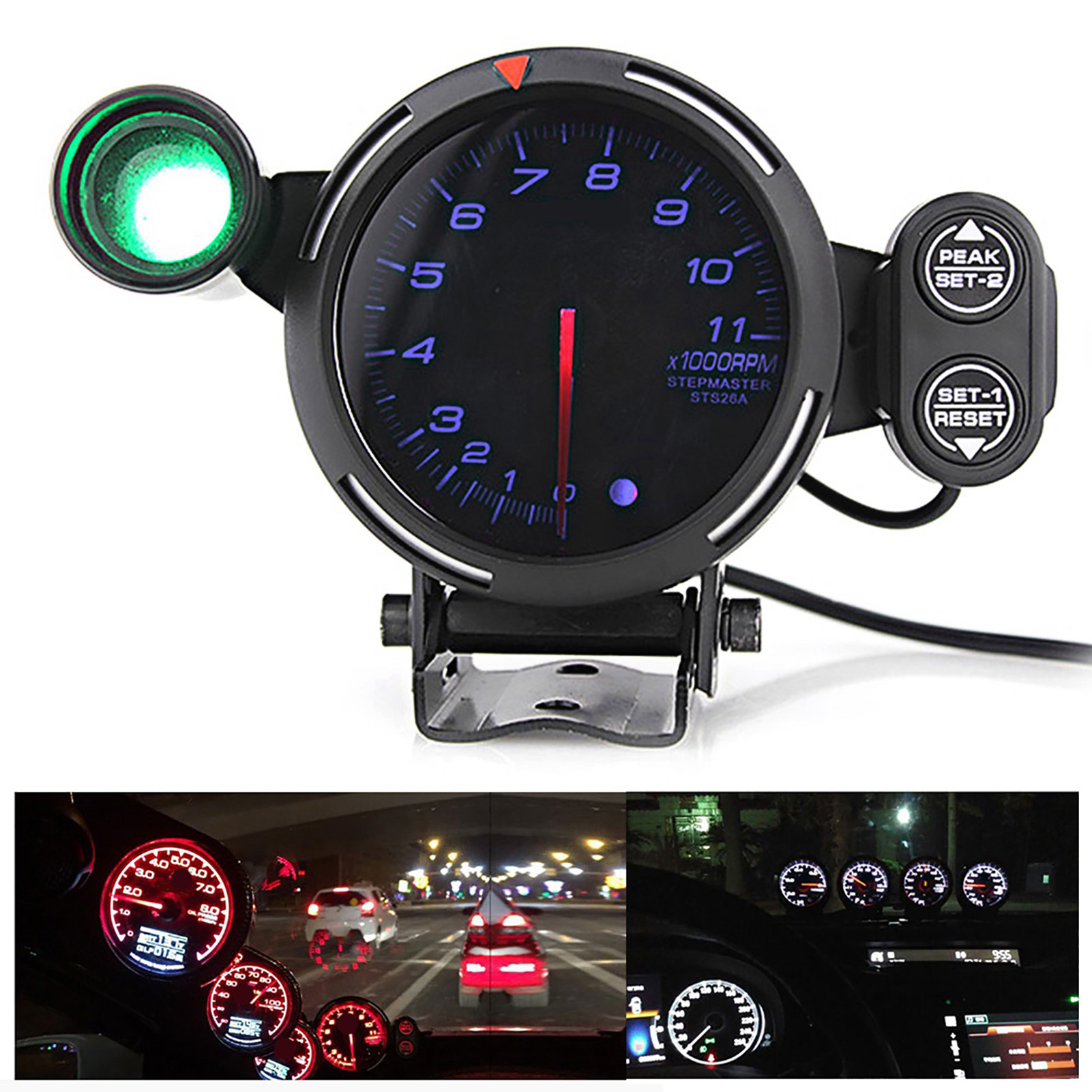 12 V 80 Mm (3,75 Zoll) Drehzahlmesser Mit Led-beleuchtung, Modifiziert, 11.000 U/min, Blaues Licht