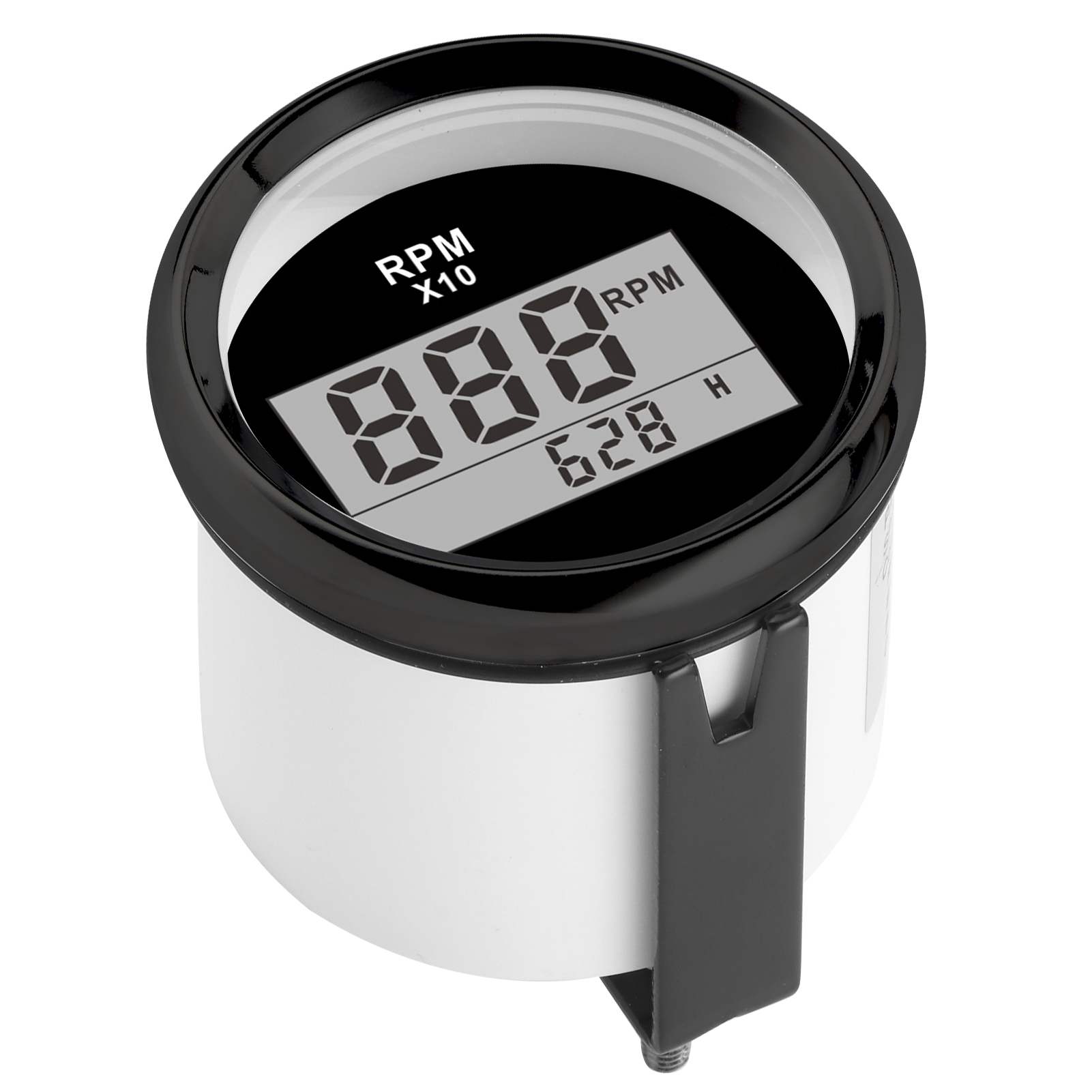 Drehzahlmesser 0-9990 U/min, Ip67 Wasserdicht, Rote Hintergrundbeleuchtung, 52 Mm, Lcd-bildschirm, 9-32 V, Schwarzes Zifferblatt, Schwarze Abdeckung.