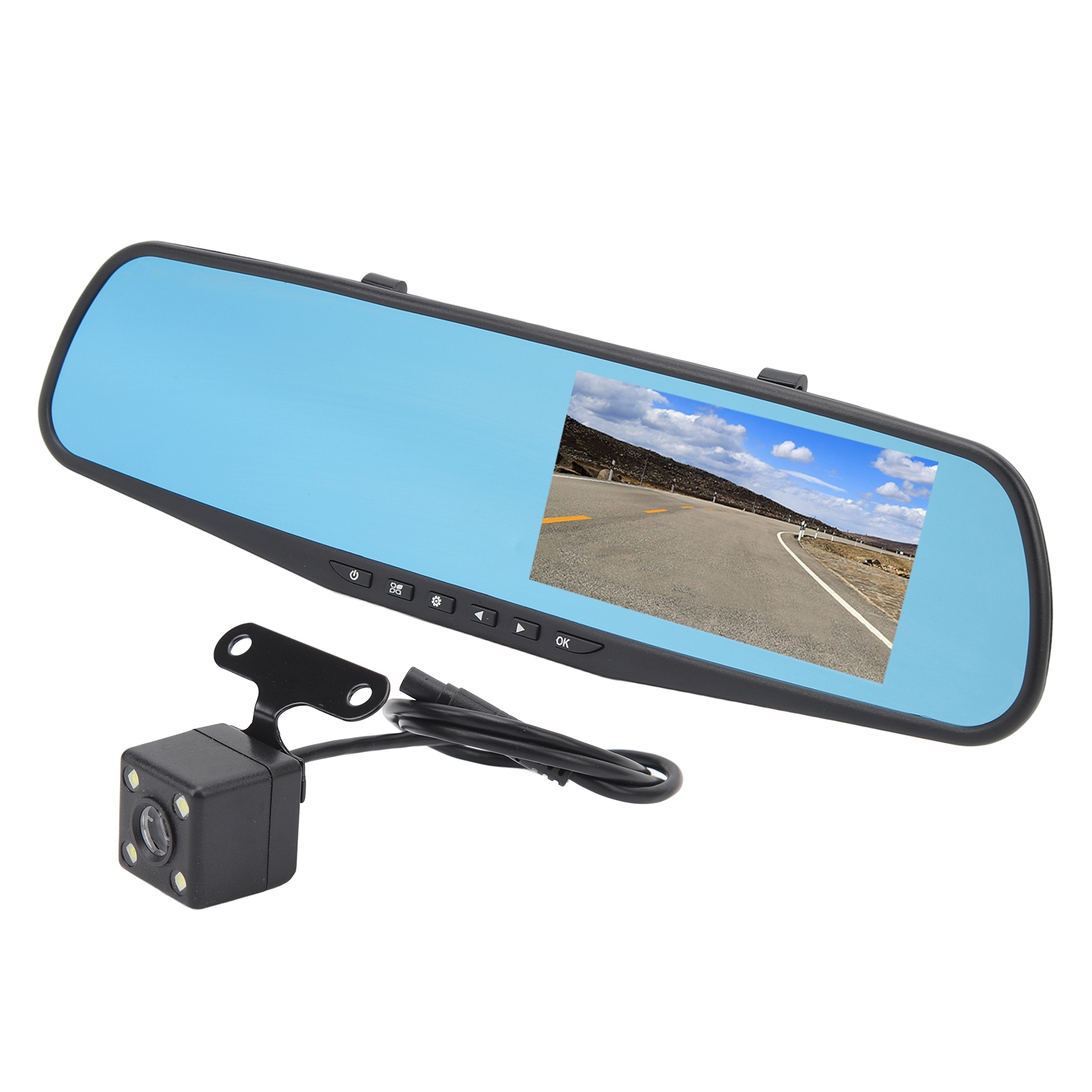 Intelligenter 4,3-zoll-rückspiegel, 1080p-hd-dual-objektiv-dashcam, Blendfrei, Parküberwachung, Dashcam Mit 32-gb-sd-karte
