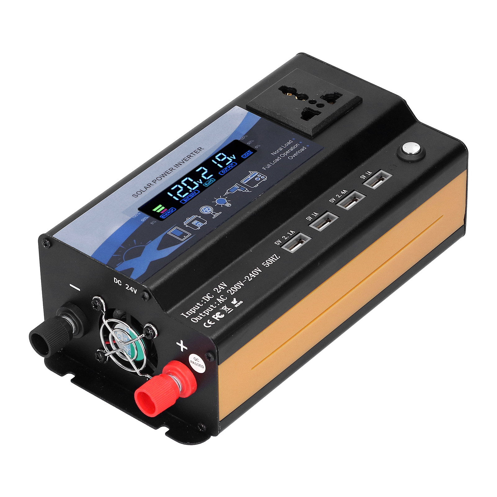 24v 4000w Wechselrichter Mit Mehrfarbiger Led-ambientebeleuchtung, 4 Usb-anschlüssen, Kfz-ladegerät, Fahrzeugspannungswandler