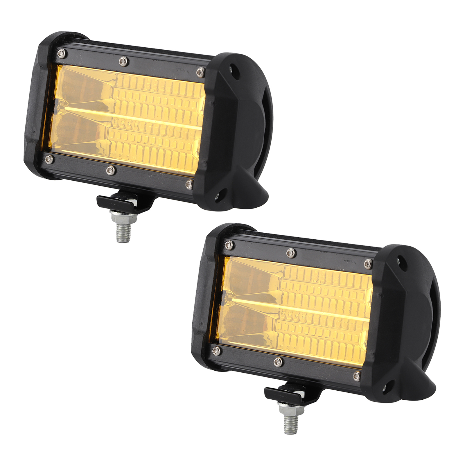 144-w-led-flutlicht, 48 Leds, Zweireihig, 6000 K, Ip68 Wasserdicht, Mit Montagehalterung, Universelle Gelbe Arbeitsleuchte