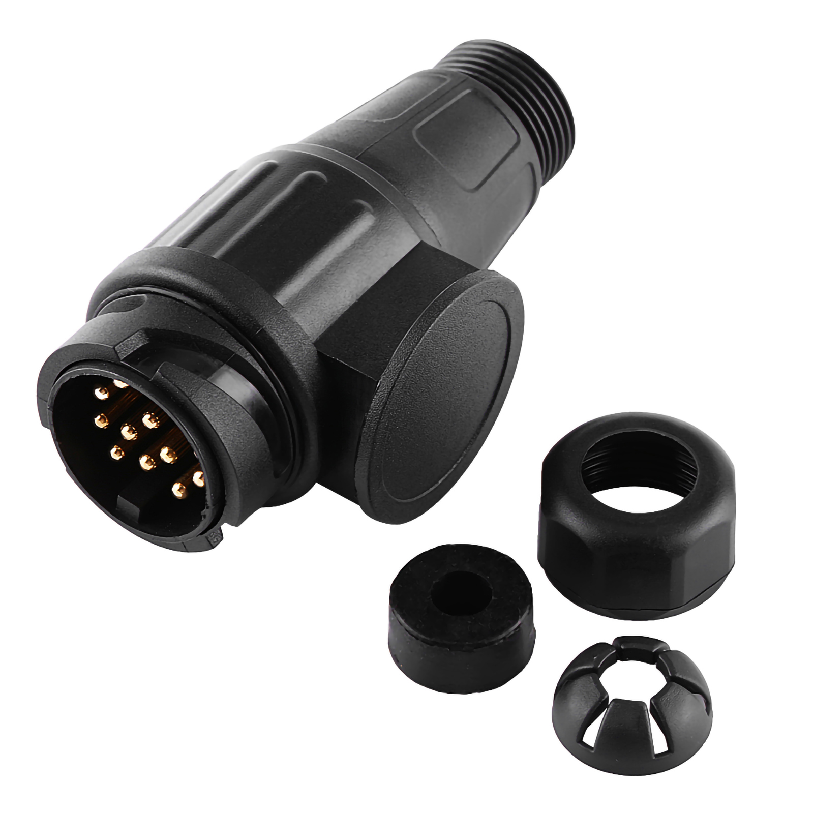 12v 13-poliger Wasserdichter Anhängerstecker, Schwarzer Kunststoffstecker, 13-poliger Verdrahtungsadapter Für Anhängerkupplung, Mehrzweckstecker.