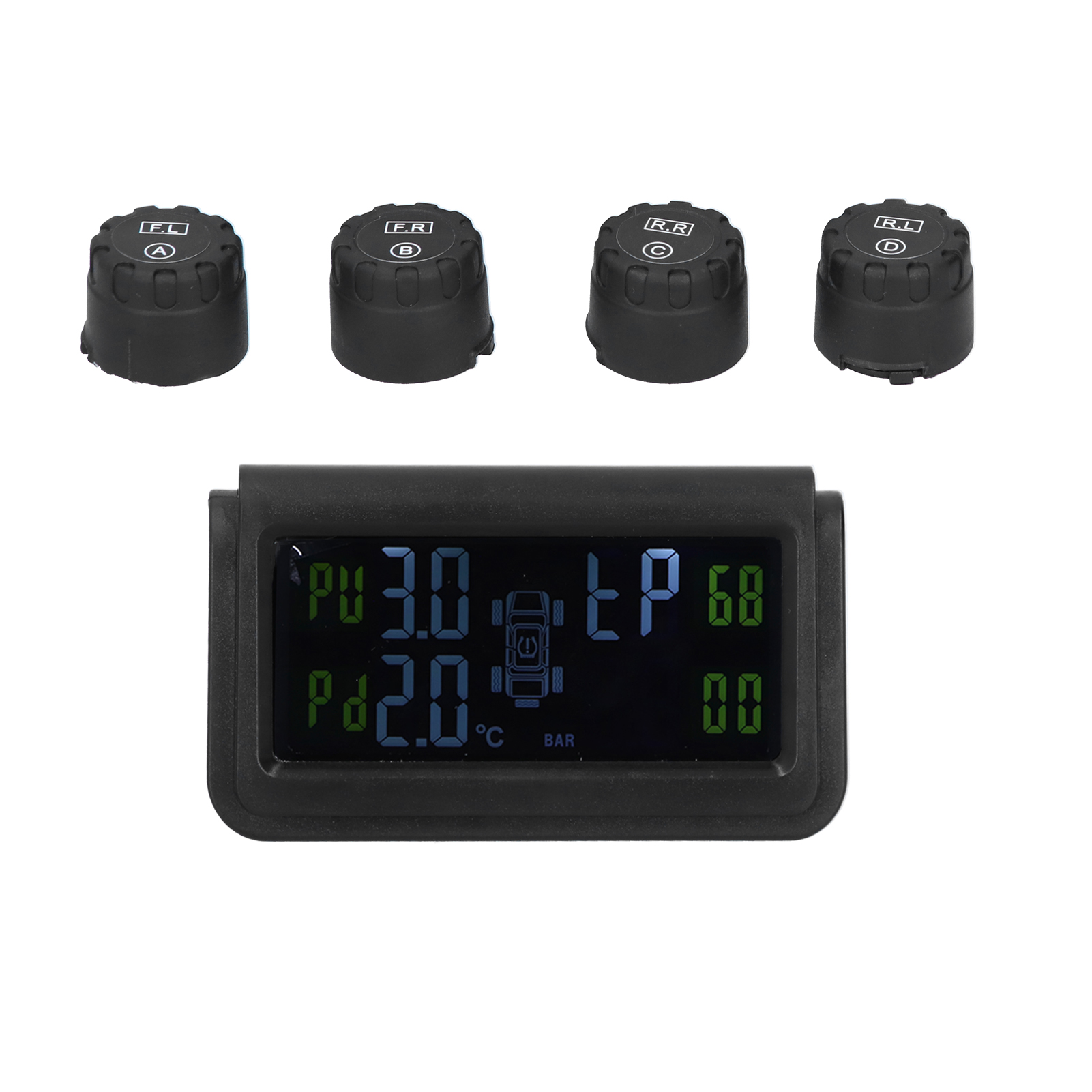Solarbetriebenes Reifendruckkontrollsystem (tpms) Mit 4 Sensoren, Digitalanzeige Und Akustischem Alarm
