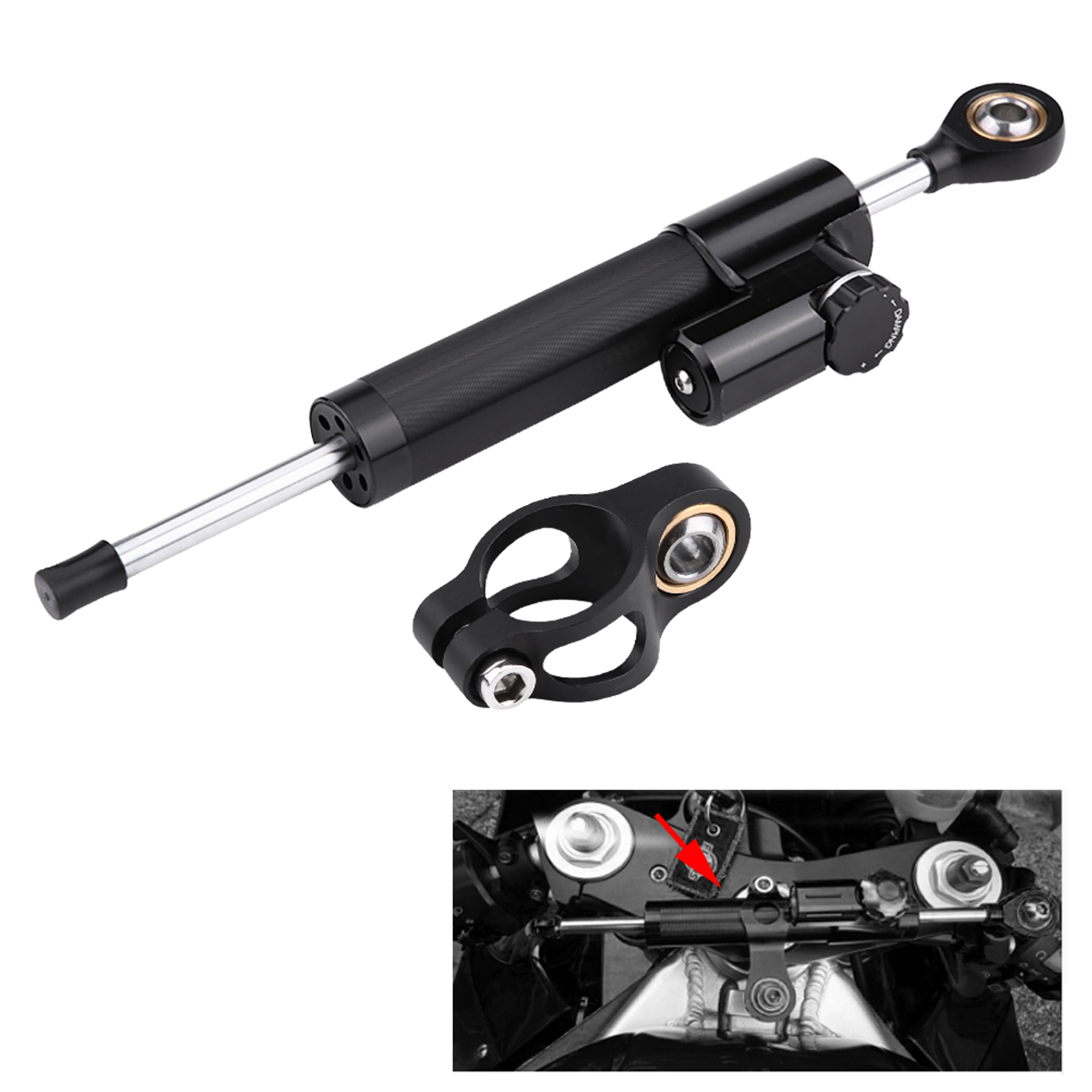 Universeller, Umgekehrter Linearer Lenkungsdämpfer Für Motorräder, Lenkerstabilisator Aus Aluminium, Einstellbares Sicherheitsset