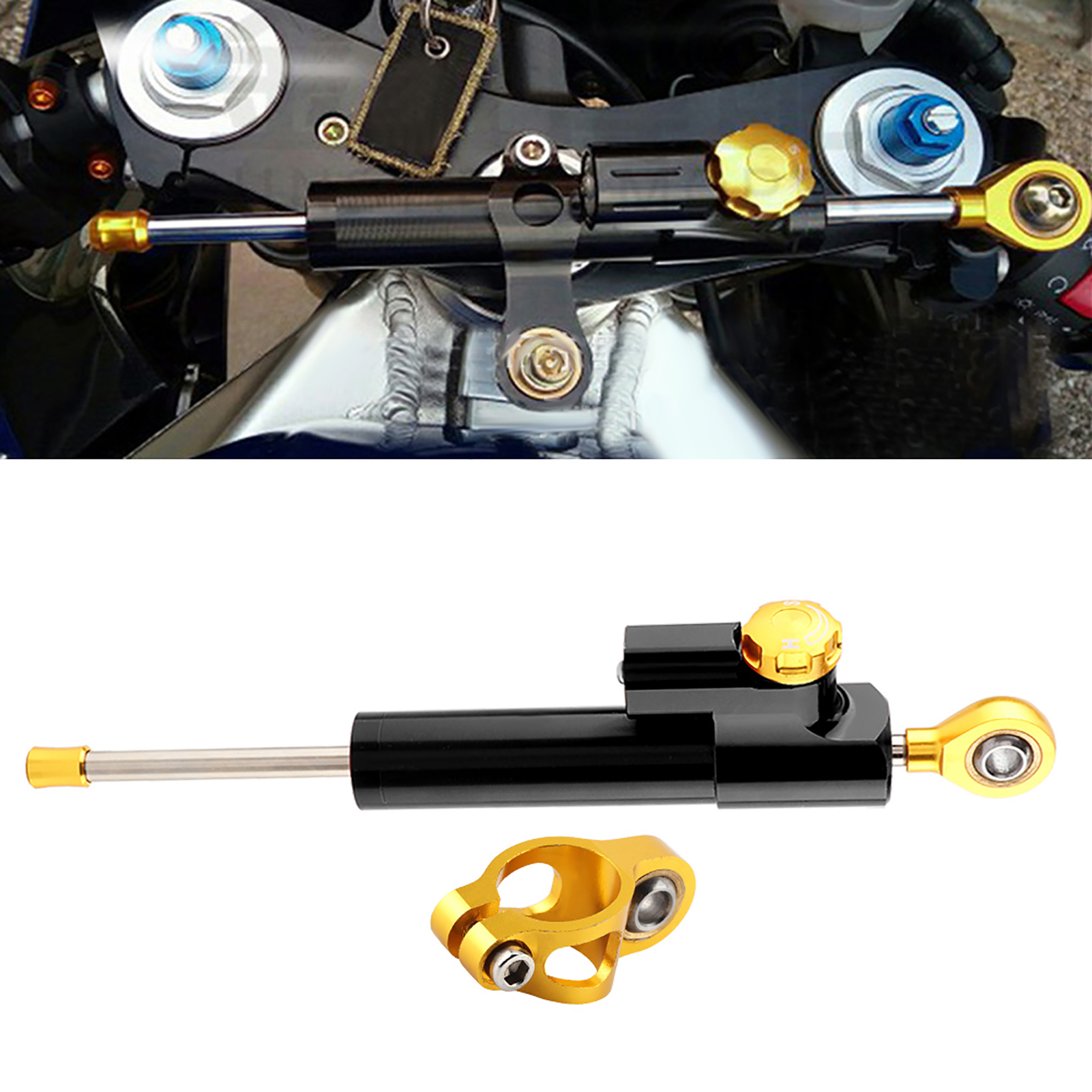 Universeller Motorradlenker Aus Aluminiumlegierung, Lenkungsdämpfer-stabilisator, Sicherheitskontrolle, Schwarz