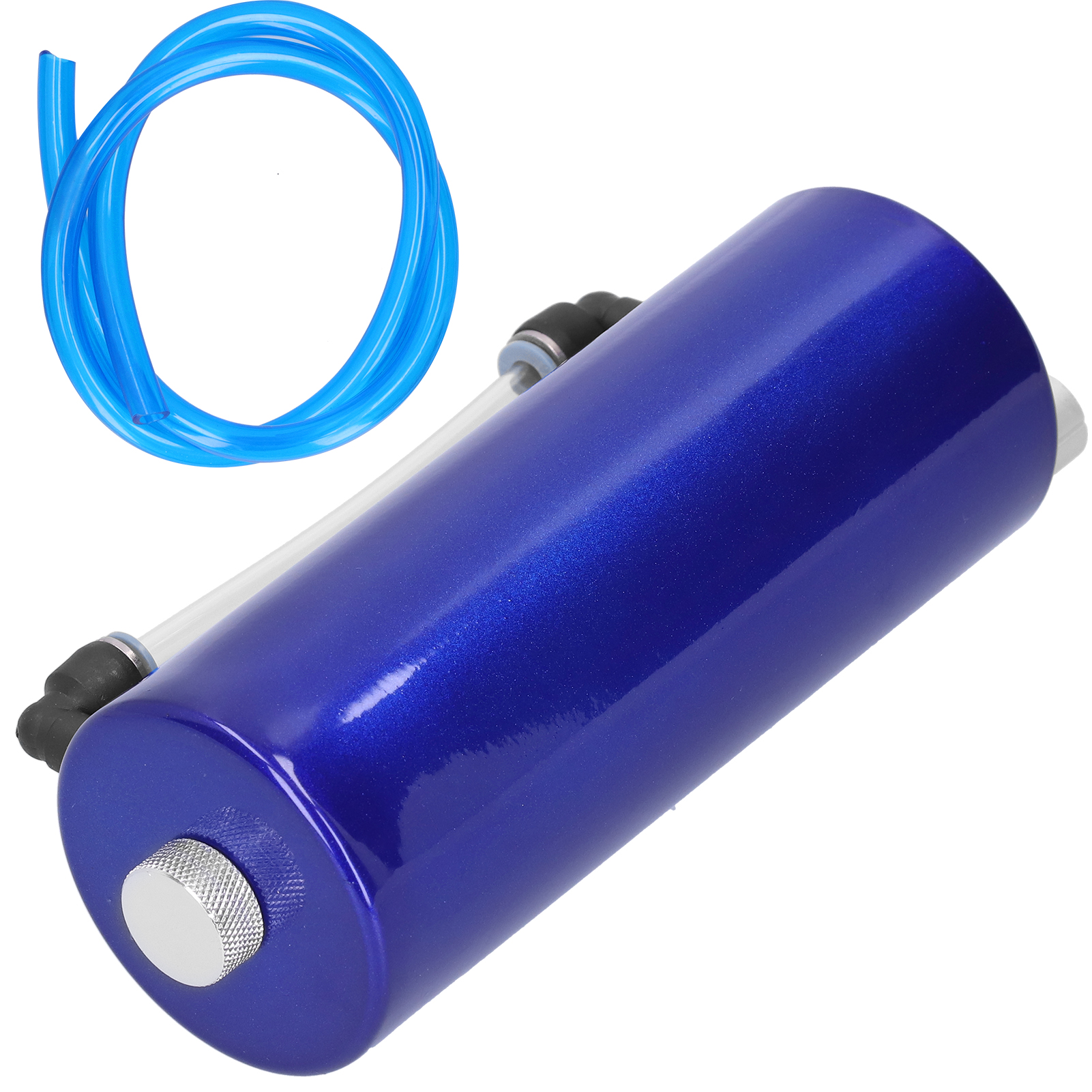 Universeller Ölabscheider Mit Reservoir, Komplettes Set Inklusive Schlauch, Halterung, Klemmen, Schrauben, Muttern Und Blauem Anschlussstück.