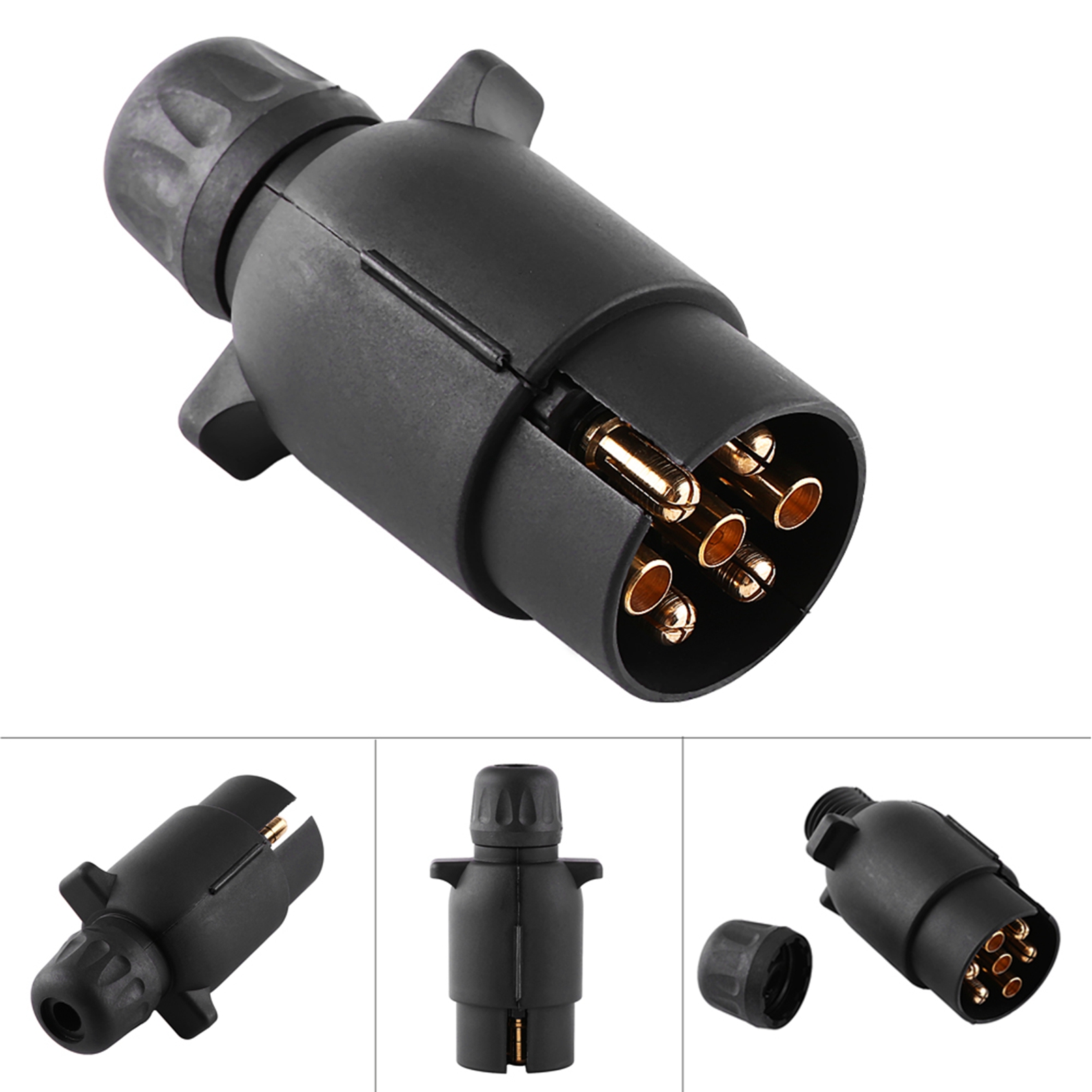 12v 7-poliger N-stecker Für Anhängerkupplung, Schwarzer Kunststoffstecker, 7-poliger Verdrahtungsadapter Für Anhängerkupplung