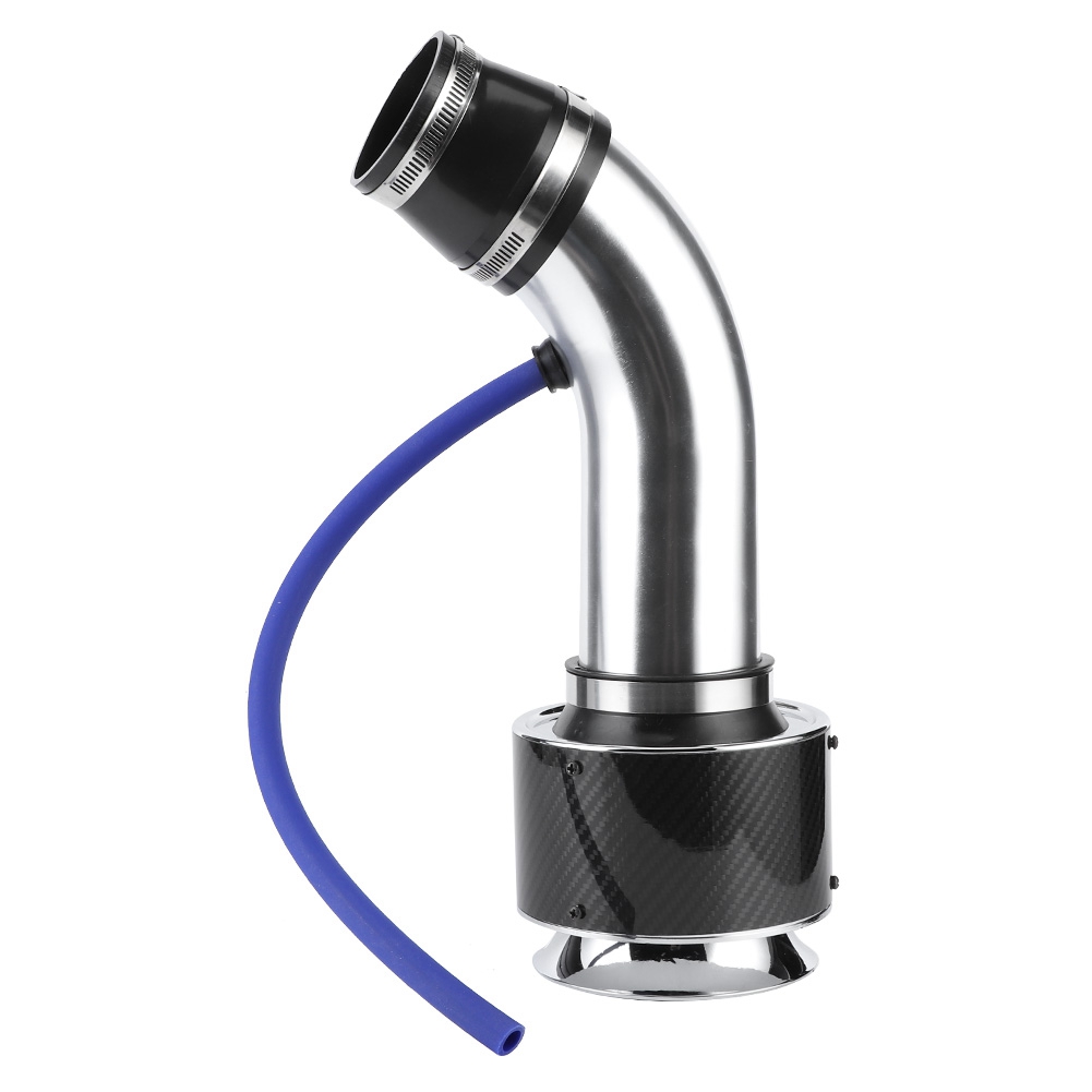 Carbonfaser-style Auto-kaltluftansaugfilter-aluminiumrohr-kit 76mm 3in Universal-kit (kleines Silbernes Aluminiumrohr)