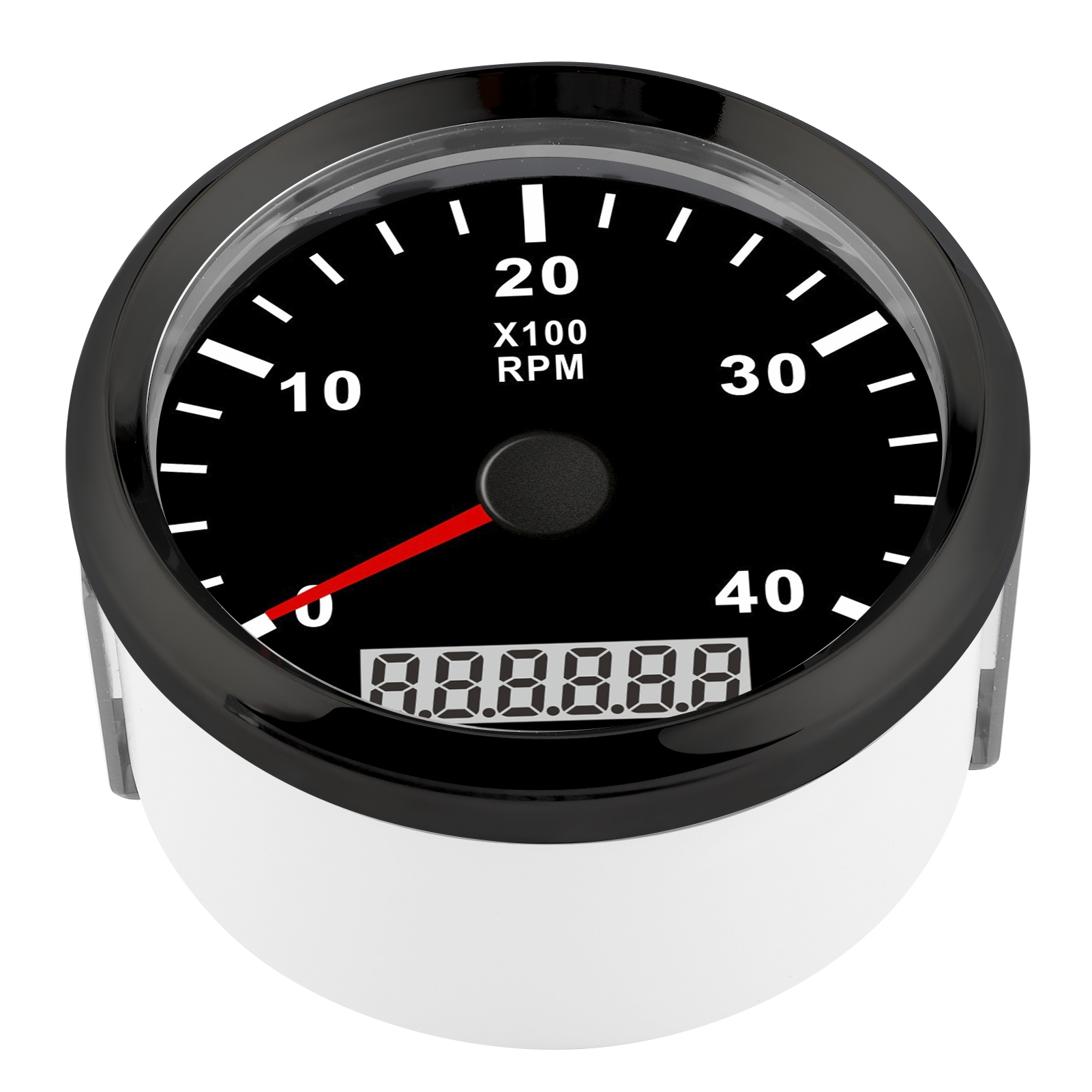 Digitaler Lcd-bootsgeschwindigkeitsmesser, 4000 U/min, 85 Mm, Schwarzes Zifferblatt, Rote Hintergrundbeleuchtung, Wasserdicht Nach Ip67, 12 V/24 V, Schwarze Abdeckung