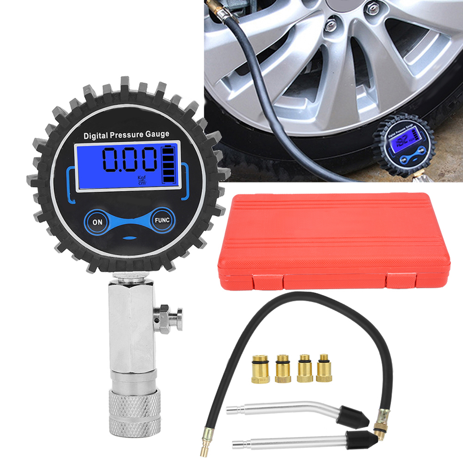 Digitales Kompressionsprüfgerät Für Motoren (3–300 Psi), Zylinderdruckmesser Mit Digitalanzeige Zur Lecksuche Und Fahrzeugreparatur