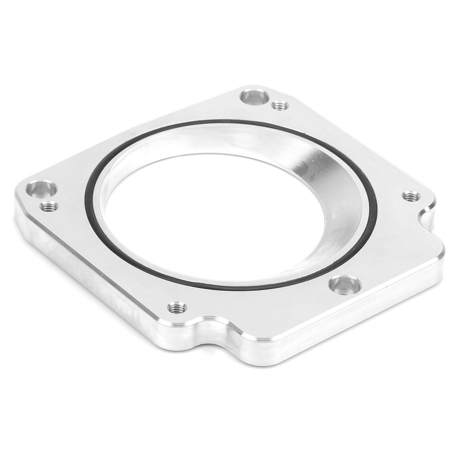 Adapterplatte Für Drosselklappengehäuse Aus Rohem Aluminium Mit Befestigungsschrauben, Ls/dbw/dbc-kompatibel, Motorumbausatz, Naturfarbenes Finish, Robustes Ersatzteil.