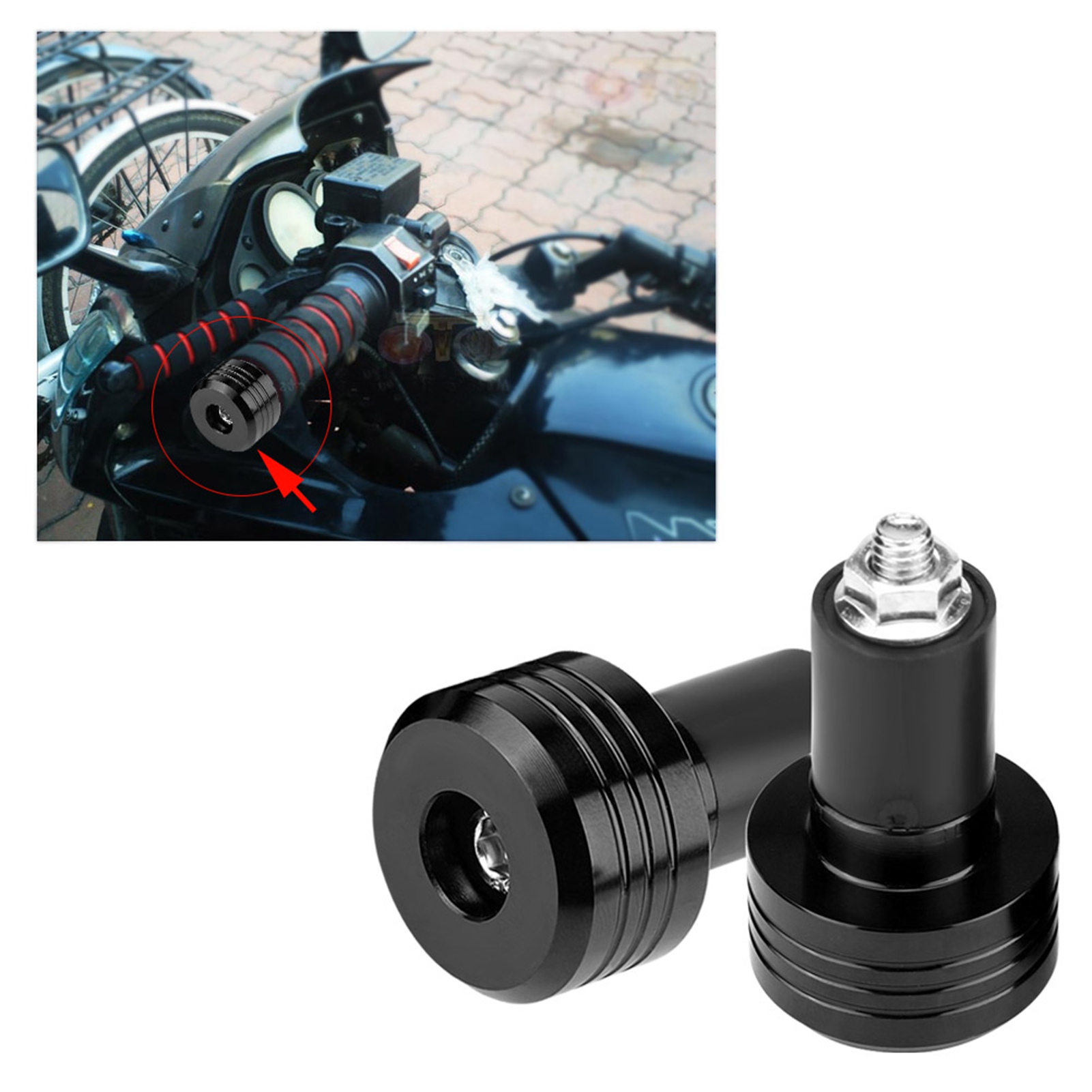 Paar Universelle 22-mm-motorradlenkerenden Aus Schwarzem Aluminium, Ausgleichsgewichte Für Griffe, Zierkappen Und Vibrationsstabilisatoren.