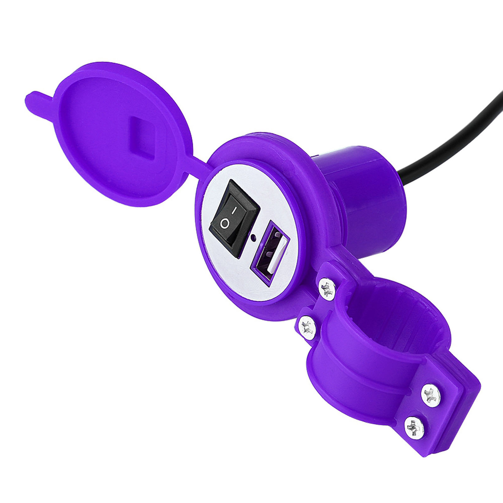 Universelles Usb-motorradladegerät, Violetter Wasserdichter Stecker, Handy-ladeanschluss, 12v-kompatibel, Regendicht, Motorradzubehör.