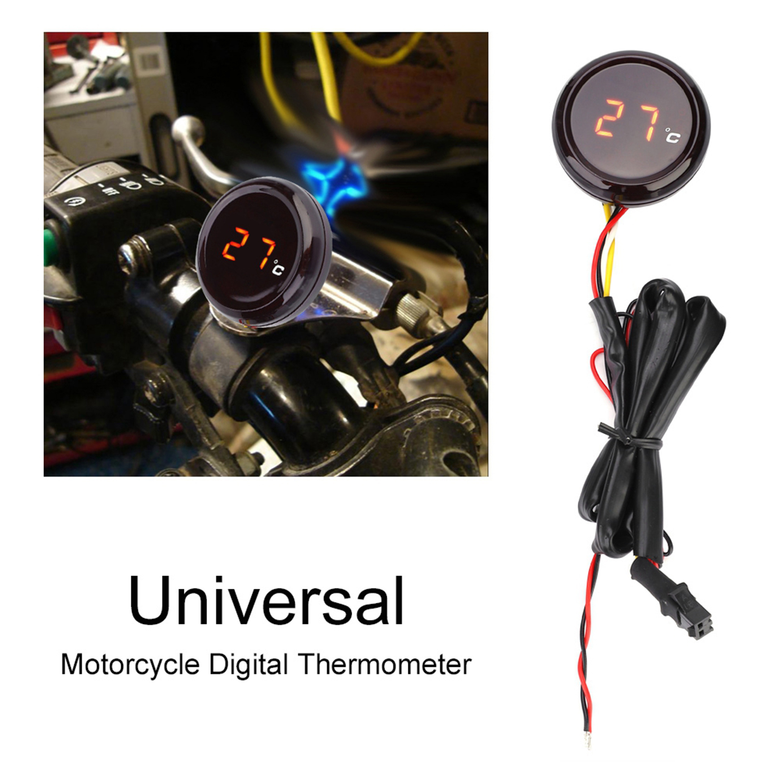 Digitales Thermometer, Wassertemperaturanzeige Für Motorräder Von Honda, Kawasaki, Yamaha Und Suzuki (rote Hintergrundbeleuchtung)