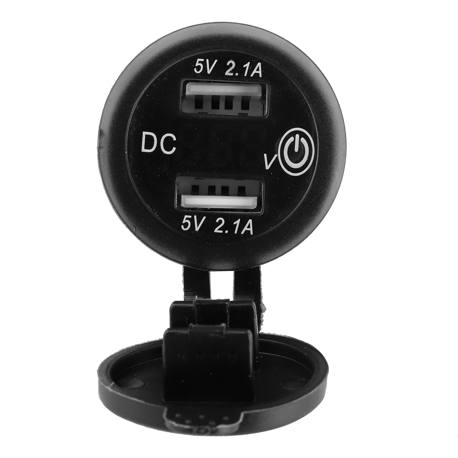 Doppel-usb-kfz-ladegerät Mit Zigarettenanzünderbuchse Und Voltmeter, 1224 V, 2,1 A + 2,1 A (blaue Anzeige)
