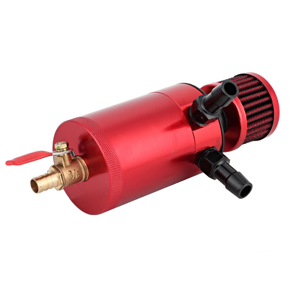 Universeller Ölauffangbehälter Aus Aluminiumlegierung Mit 2-port-zubehörset, Rote Farbe, Für Automotoren.